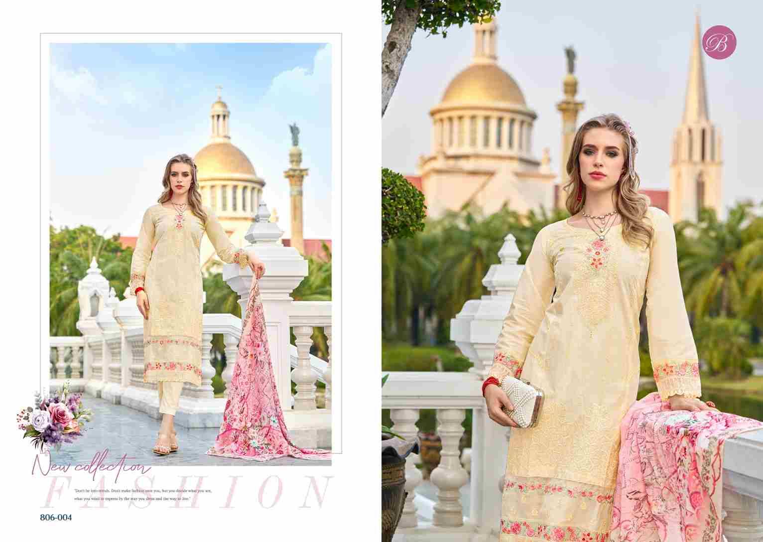 Afrozeh By Belliza 806-001 To 806-006 Series Beautiful Suits Colorful Stylish Fancy Casual Wear & Ethnic Wear Pure Lawn Cotton Print With Embroidered Dresses At Wholesale Price