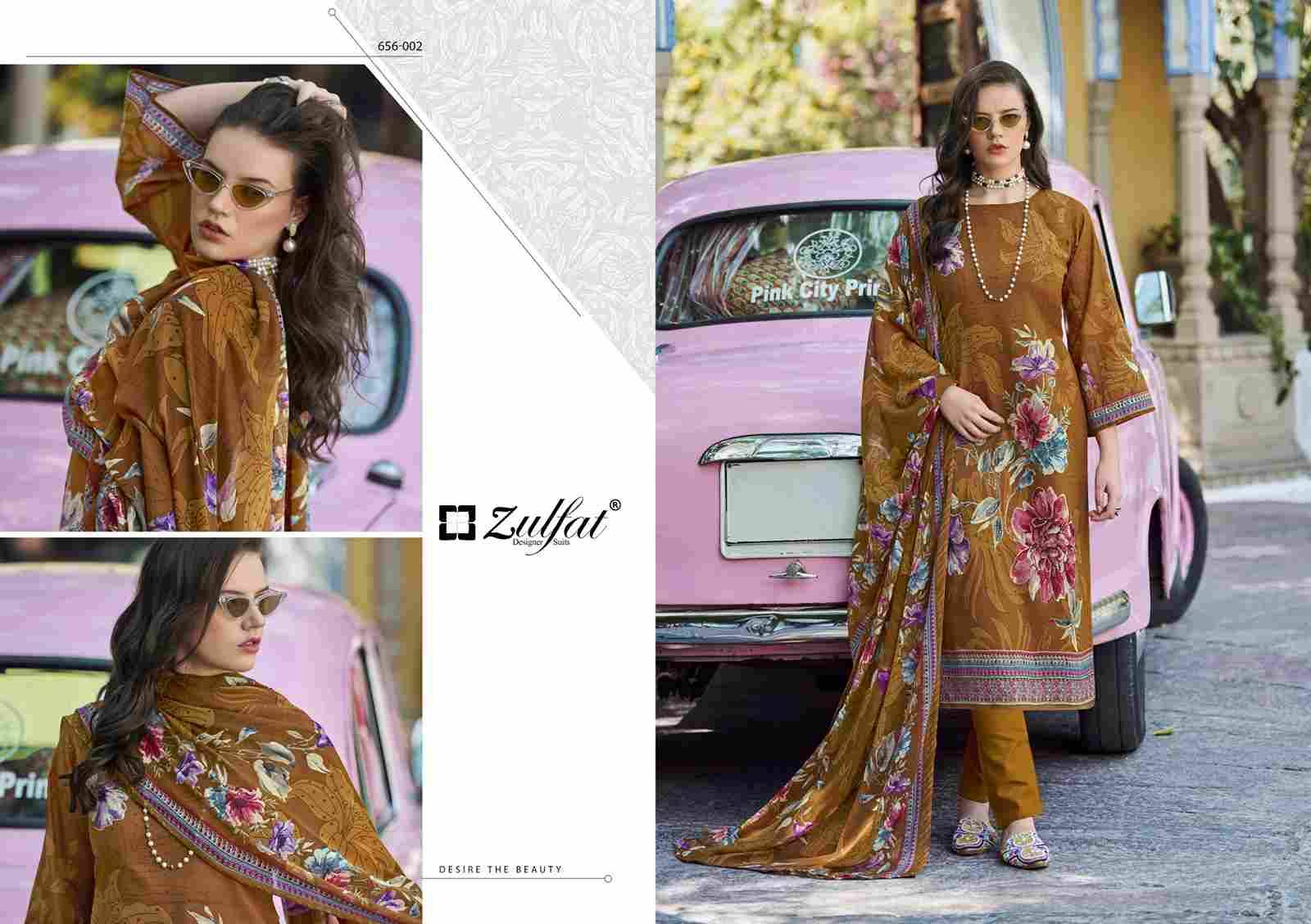 Bahaar By Zulfat 656-001 To 656-008 Series Beautiful Festive Suits Stylish Fancy Colorful Casual Wear & Ethnic Wear Pure Cotton Print Dresses At Wholesale Price