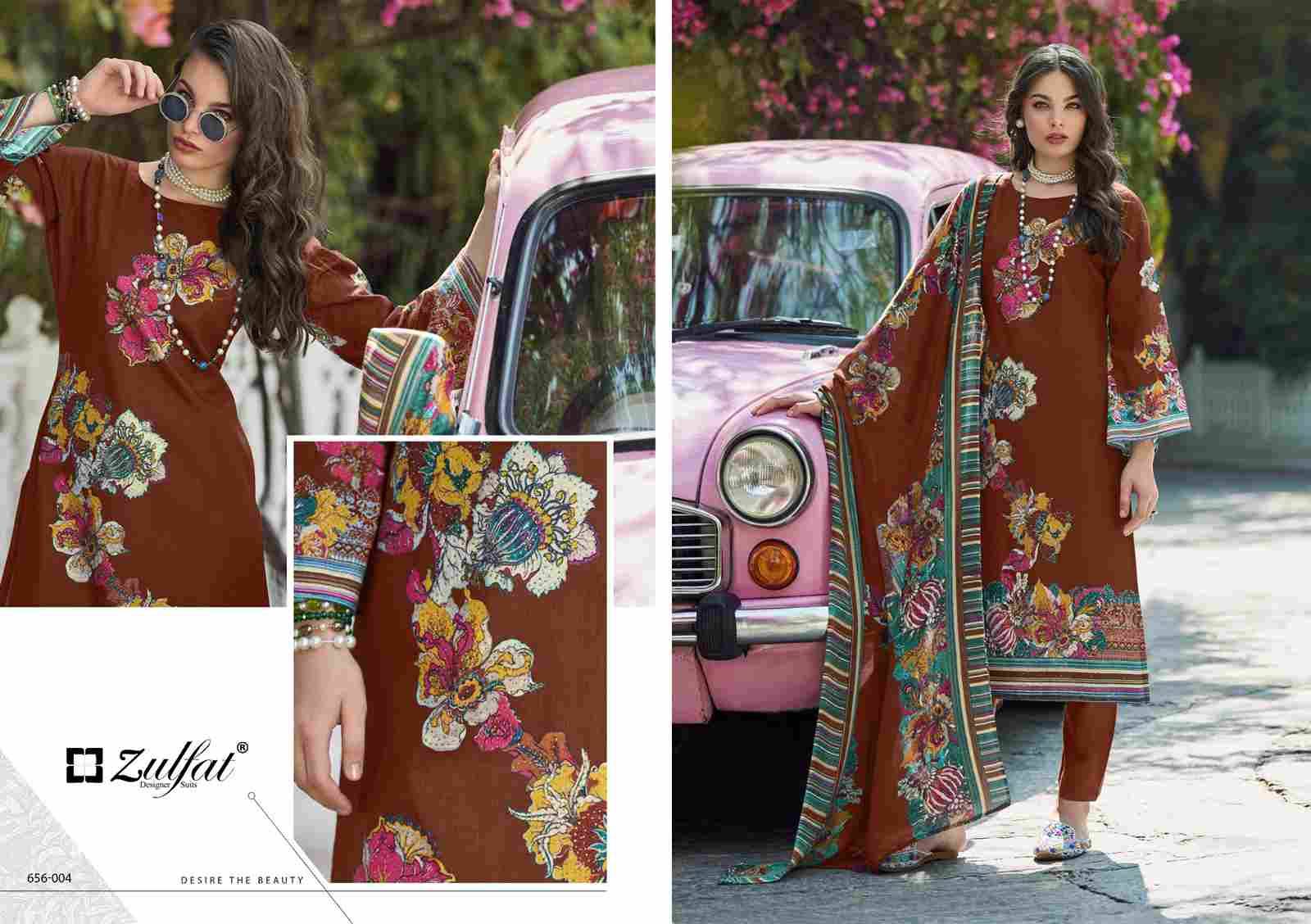 Bahaar By Zulfat 656-001 To 656-008 Series Beautiful Festive Suits Stylish Fancy Colorful Casual Wear & Ethnic Wear Pure Cotton Print Dresses At Wholesale Price
