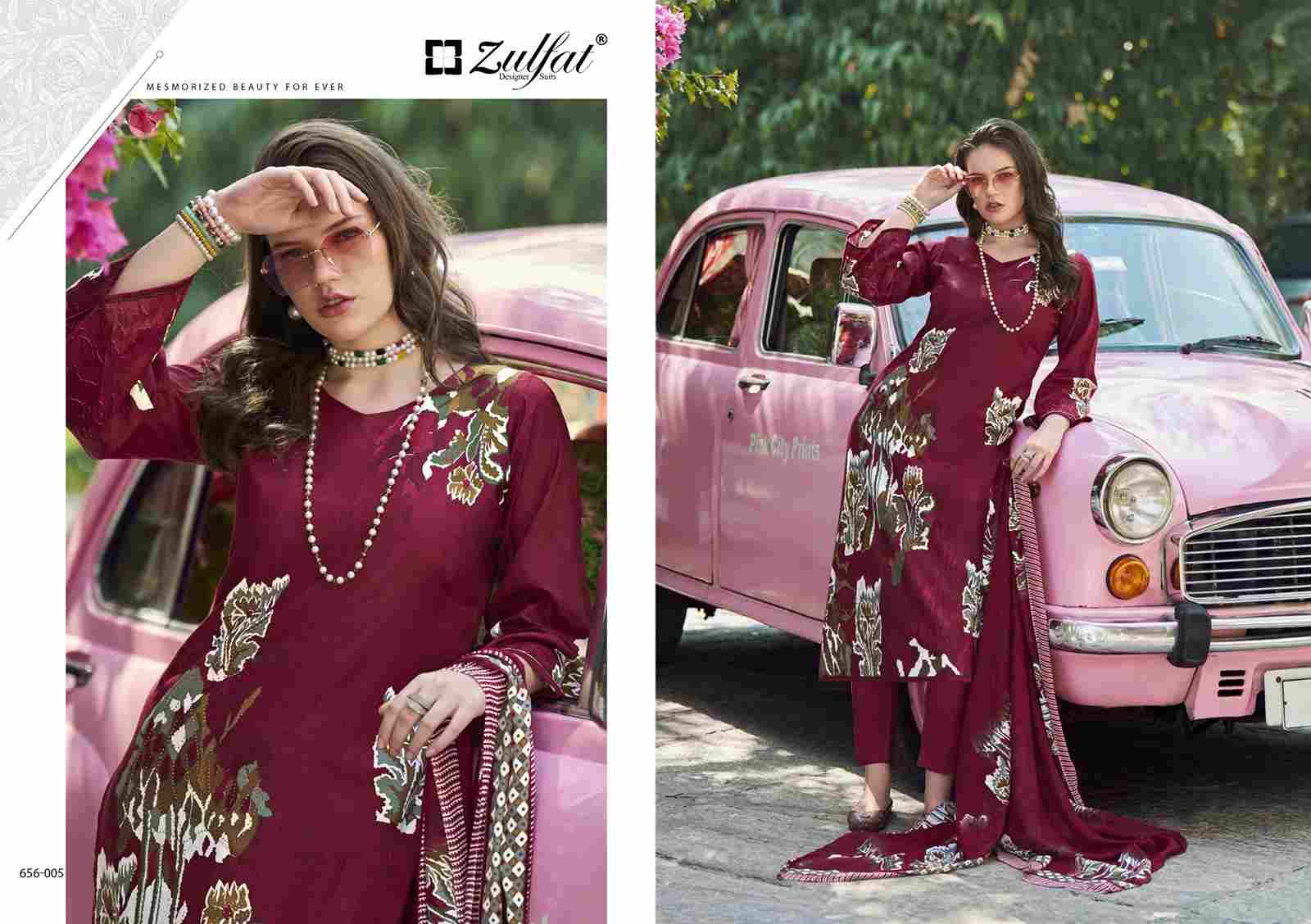Bahaar By Zulfat 656-001 To 656-008 Series Beautiful Festive Suits Stylish Fancy Colorful Casual Wear & Ethnic Wear Pure Cotton Print Dresses At Wholesale Price