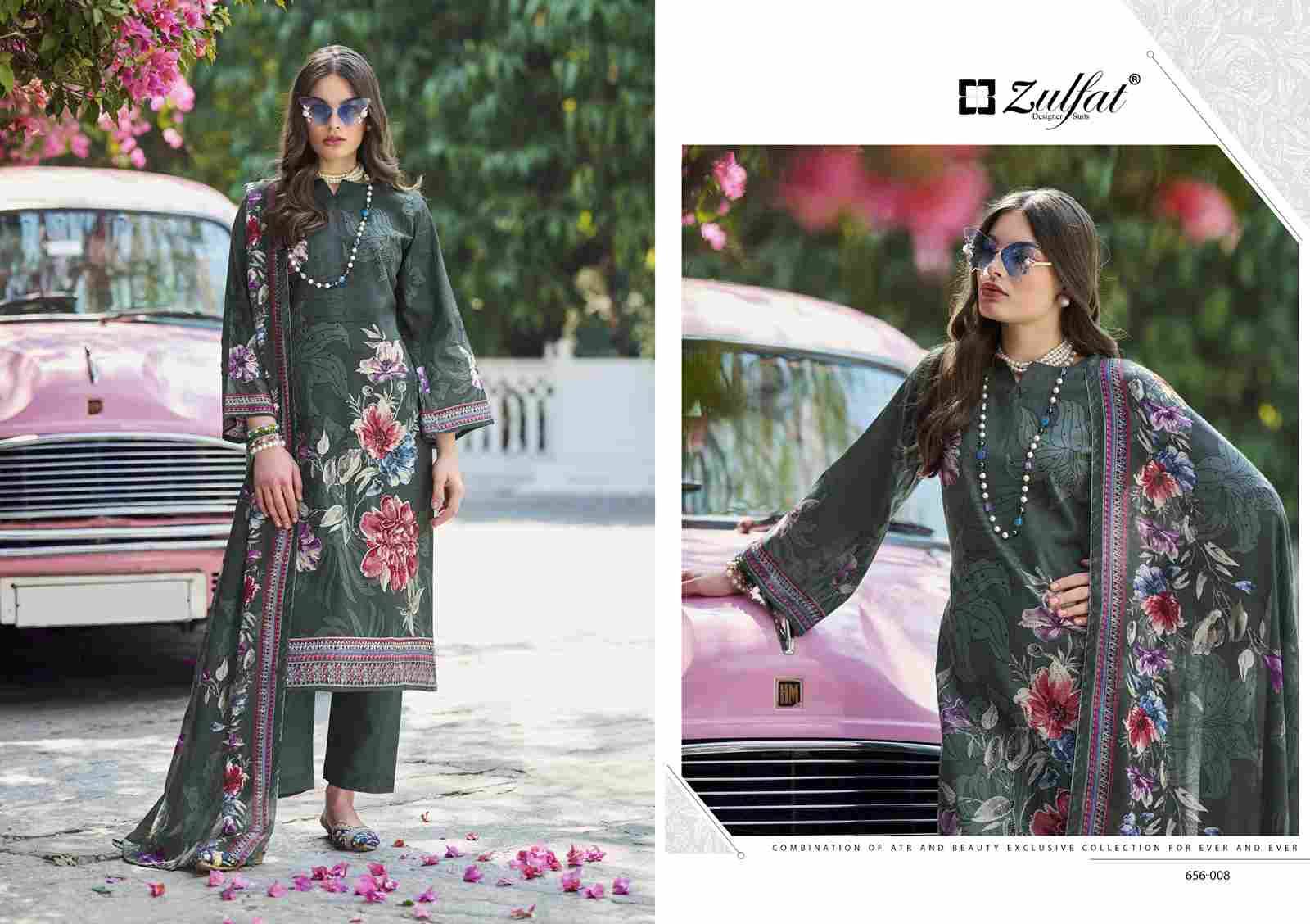 Bahaar By Zulfat 656-001 To 656-008 Series Beautiful Festive Suits Stylish Fancy Colorful Casual Wear & Ethnic Wear Pure Cotton Print Dresses At Wholesale Price