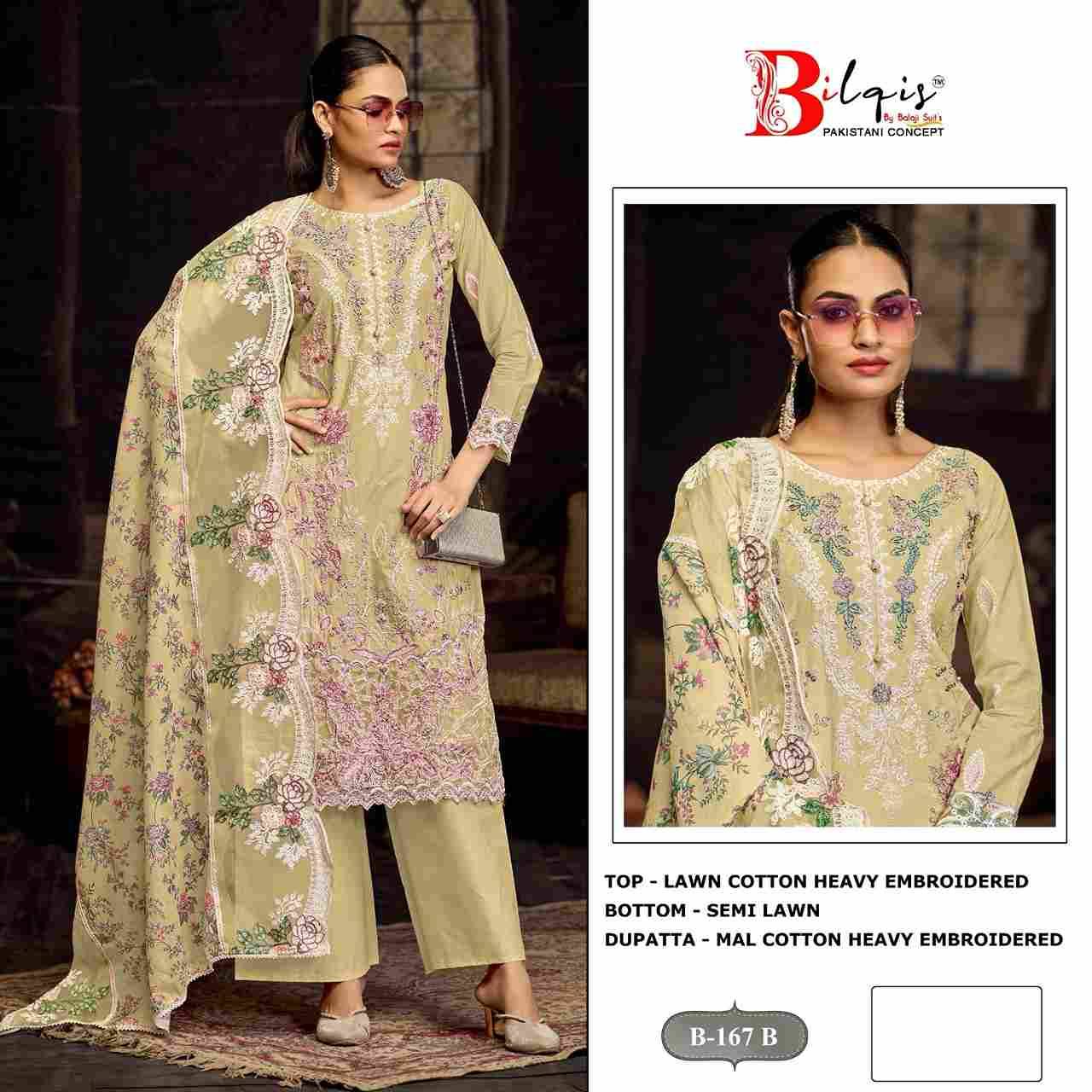 Bilqis 167 Colours By Bilqis 167-A To 167-D Series Beautiful Pakistani Suits Stylish Fancy Colorful Party Wear & Occasional Wear Cambric Lawn Heavy Embroidery Dresses At Wholesale Price