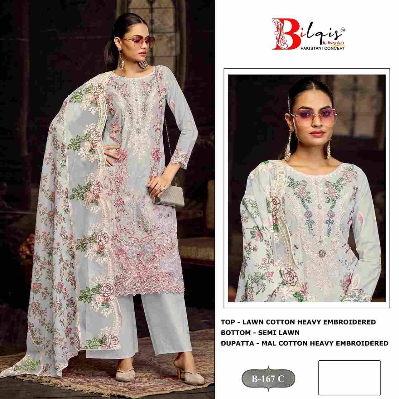 Bilqis 167 Colours By Bilqis 167-A To 167-D Series Beautiful Pakistani Suits Stylish Fancy Colorful Party Wear & Occasional Wear Cambric Lawn Heavy Embroidery Dresses At Wholesale Price