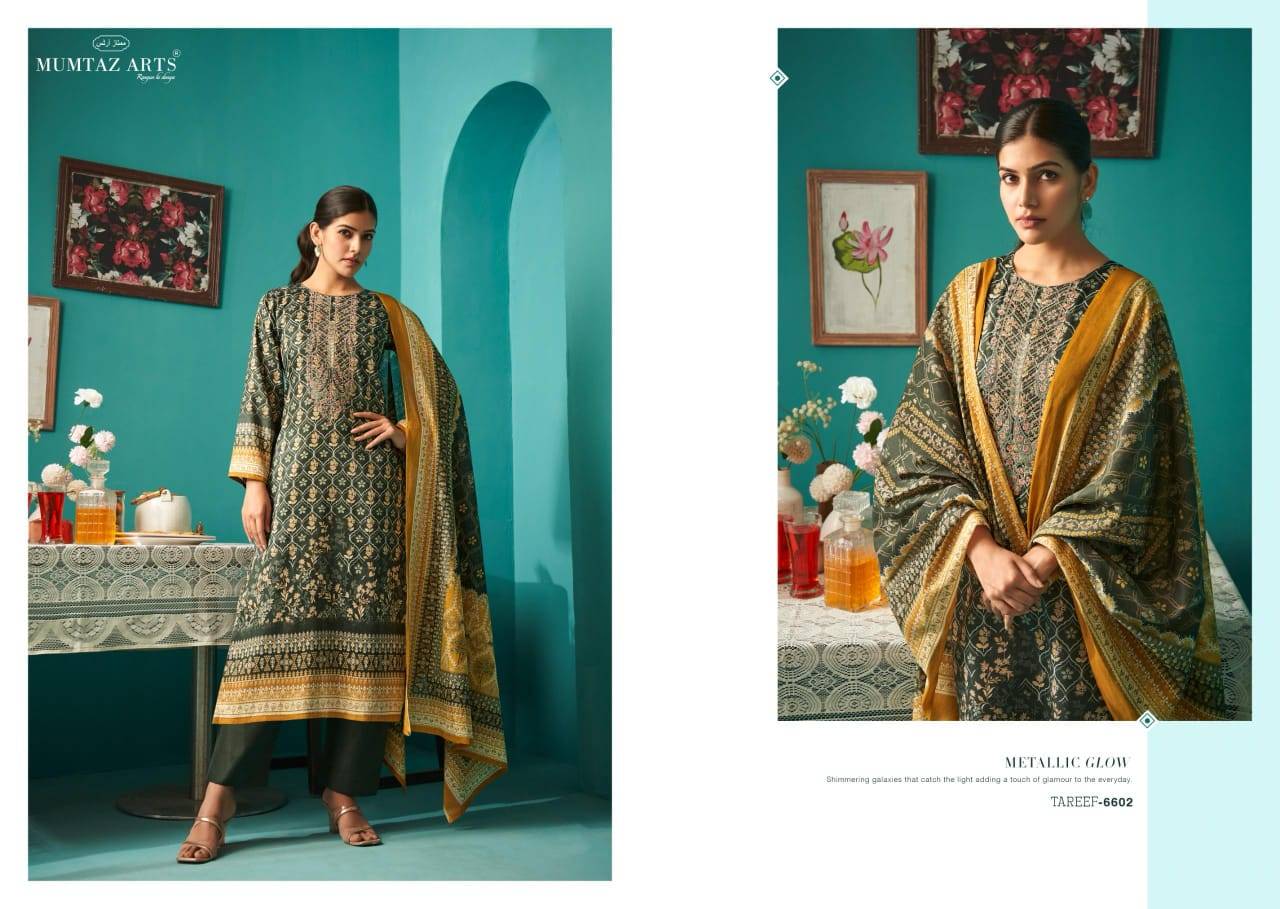 Tareef By Mumtaz Arts 6601 To 6606 Series Designer Festive Suits Collection Beautiful Stylish Fancy Colorful Party Wear & Occasional Wear Pure Jam Satin Dresses At Wholesale Price