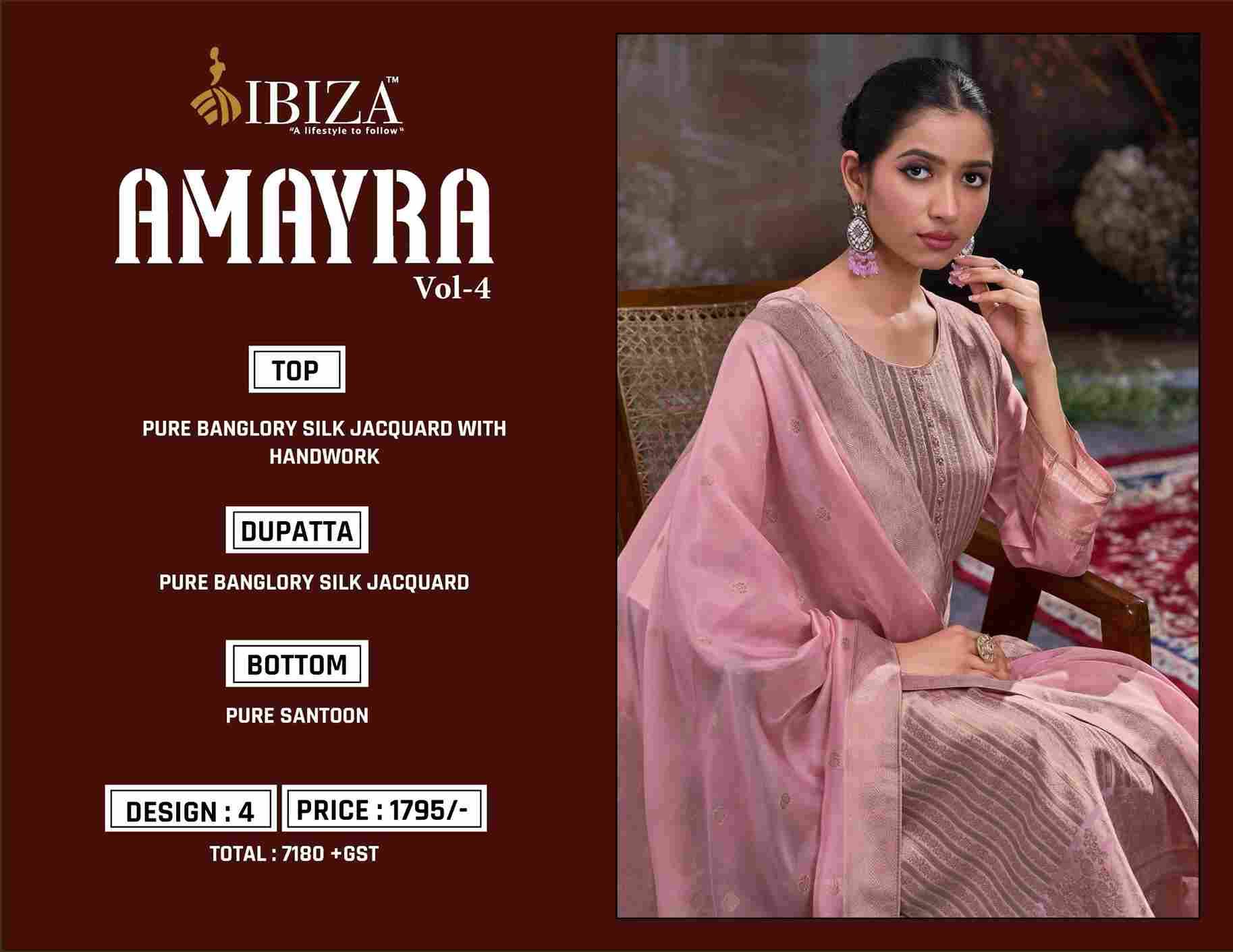 Amayra Vol-4 By Ibiza 2101 To 2104 Series Beautiful Festive Suits Colorful Stylish Fancy Casual Wear & Ethnic Wear Bangalori Silk Jacquard Dresses At Wholesale Price