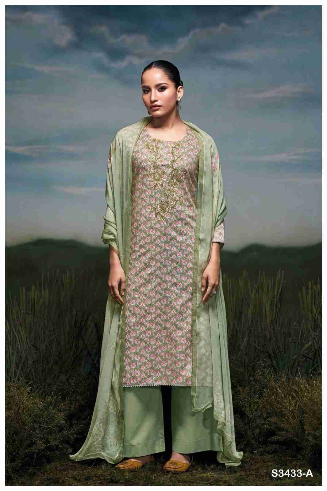 Isalyn-3433 By Ganga Fashion 3433-A To 3433-C Series Beautiful Festive Suits Colorful Stylish Fancy Casual Wear & Ethnic Wear Cotton Dresses At Wholesale Price