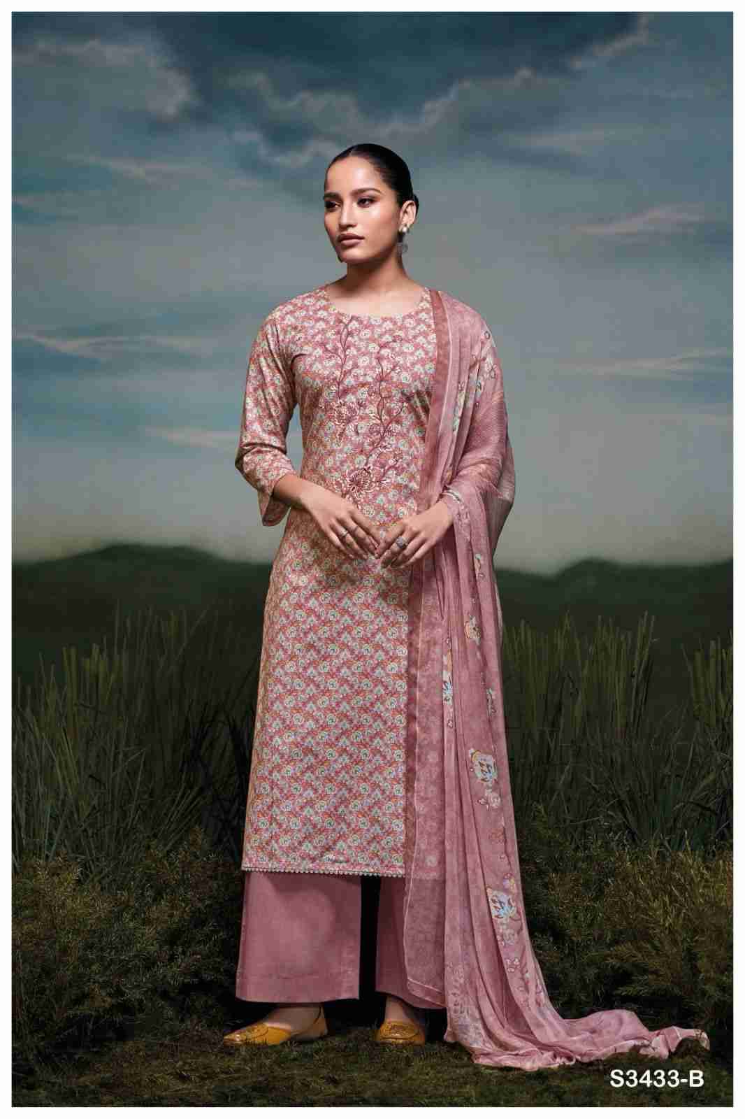 Isalyn-3433 By Ganga Fashion 3433-A To 3433-C Series Beautiful Festive Suits Colorful Stylish Fancy Casual Wear & Ethnic Wear Cotton Dresses At Wholesale Price