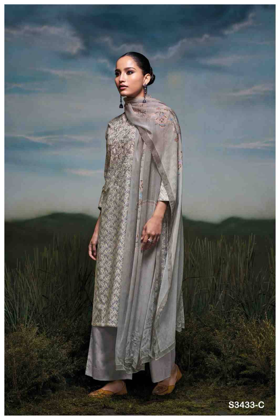 Isalyn-3433 By Ganga Fashion 3433-A To 3433-C Series Beautiful Festive Suits Colorful Stylish Fancy Casual Wear & Ethnic Wear Cotton Dresses At Wholesale Price