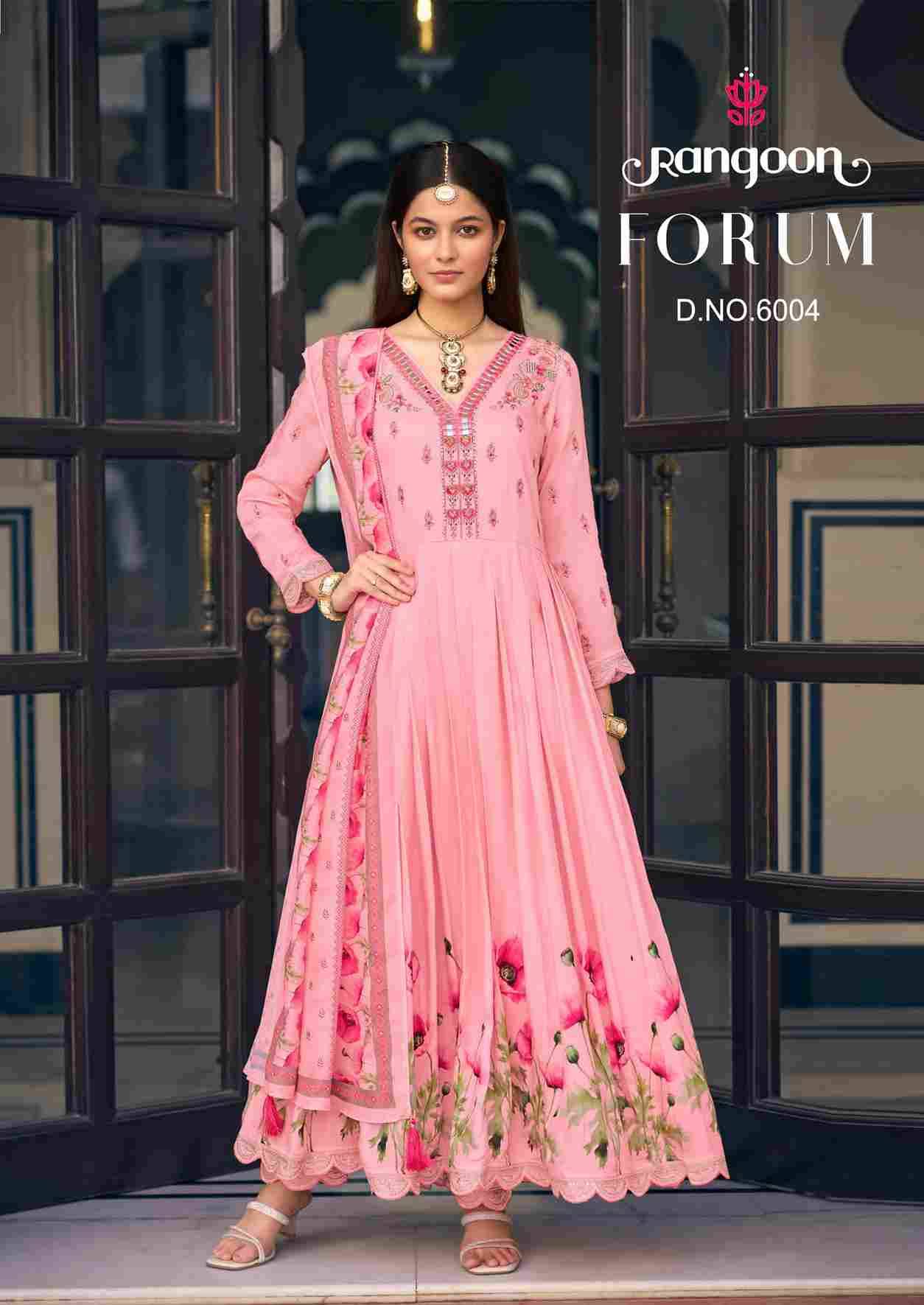 Forum By Rangoon 6001 To 6004 Series Designer Festive Suits Beautiful Stylish Fancy Colorful Party Wear & Occasional Wear Pure Muslin Dresses At Wholesale Price