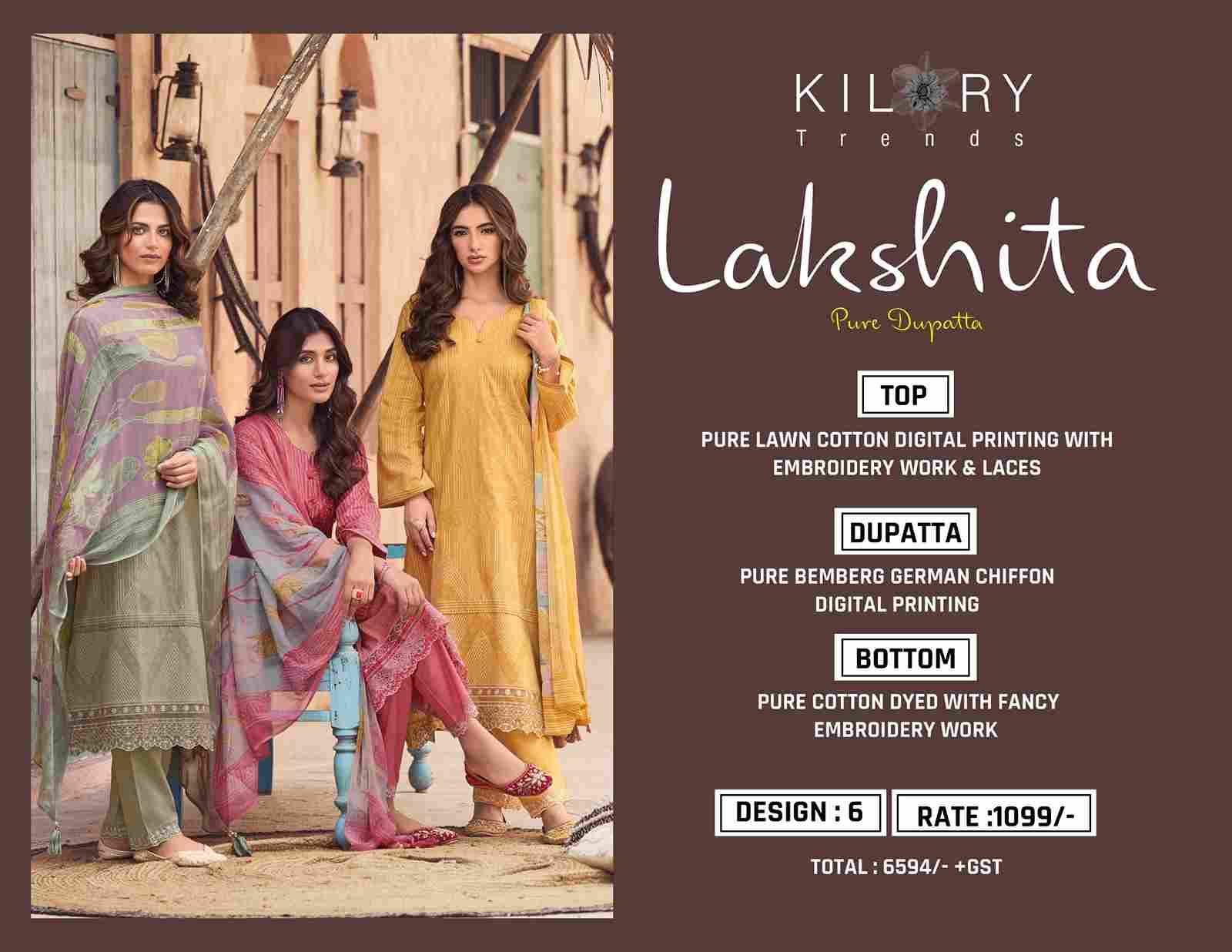 Laskhita By Kilory 1611 To 1616 Series Beautiful Festive Suits Colorful Stylish Fancy Casual Wear & Ethnic Wear Pure Lawn Cotton Dresses At Wholesale Price