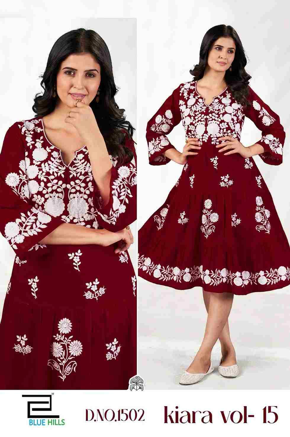 Kiara Vol-15 By Blue Hills 1501 To 1504 Series Designer Stylish Fancy Colorful Beautiful Party Wear & Ethnic Wear Collection Rayon With Work Kurtis At Wholesale Price