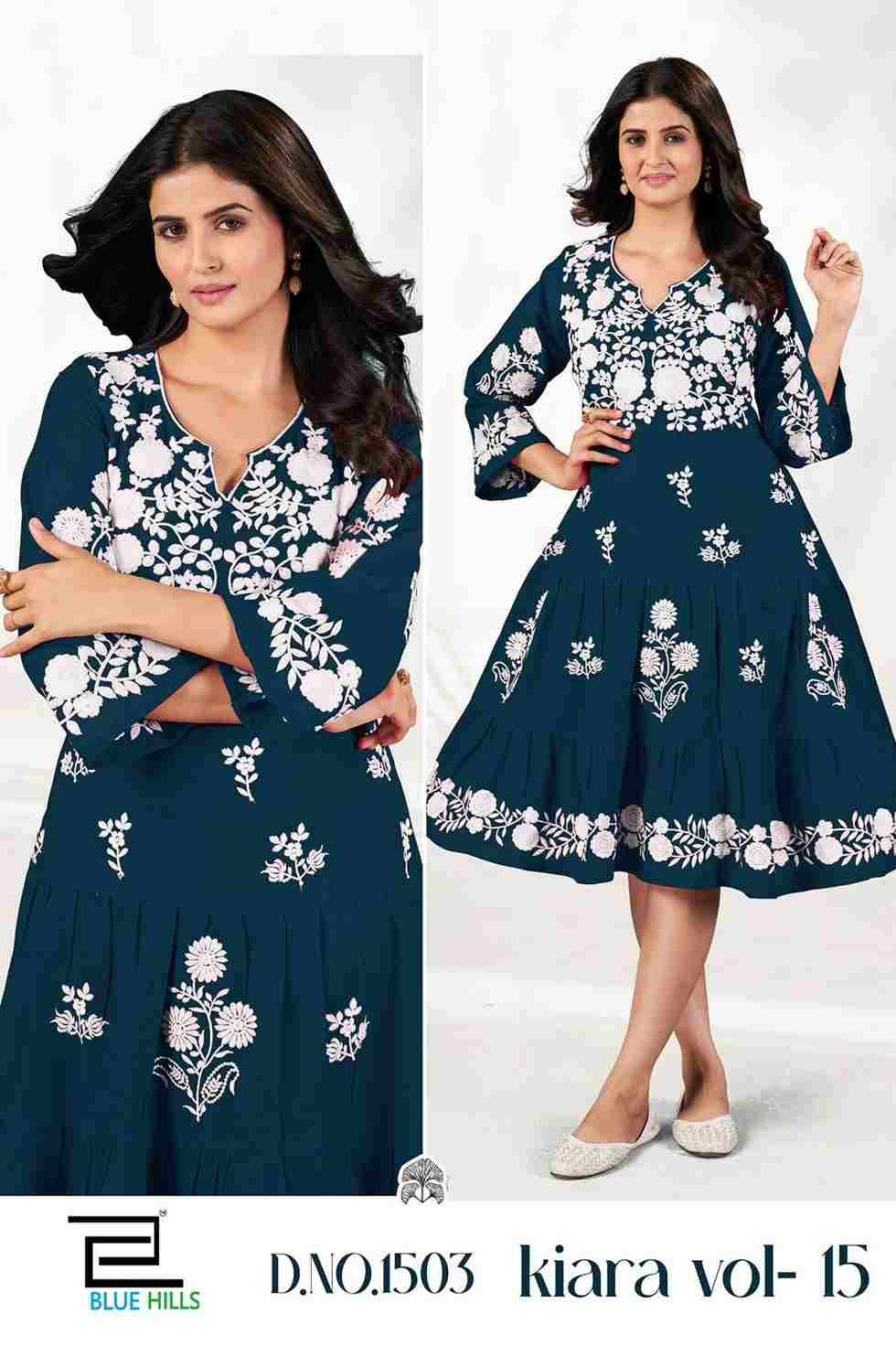 Kiara Vol-15 By Blue Hills 1501 To 1504 Series Designer Stylish Fancy Colorful Beautiful Party Wear & Ethnic Wear Collection Rayon With Work Kurtis At Wholesale Price
