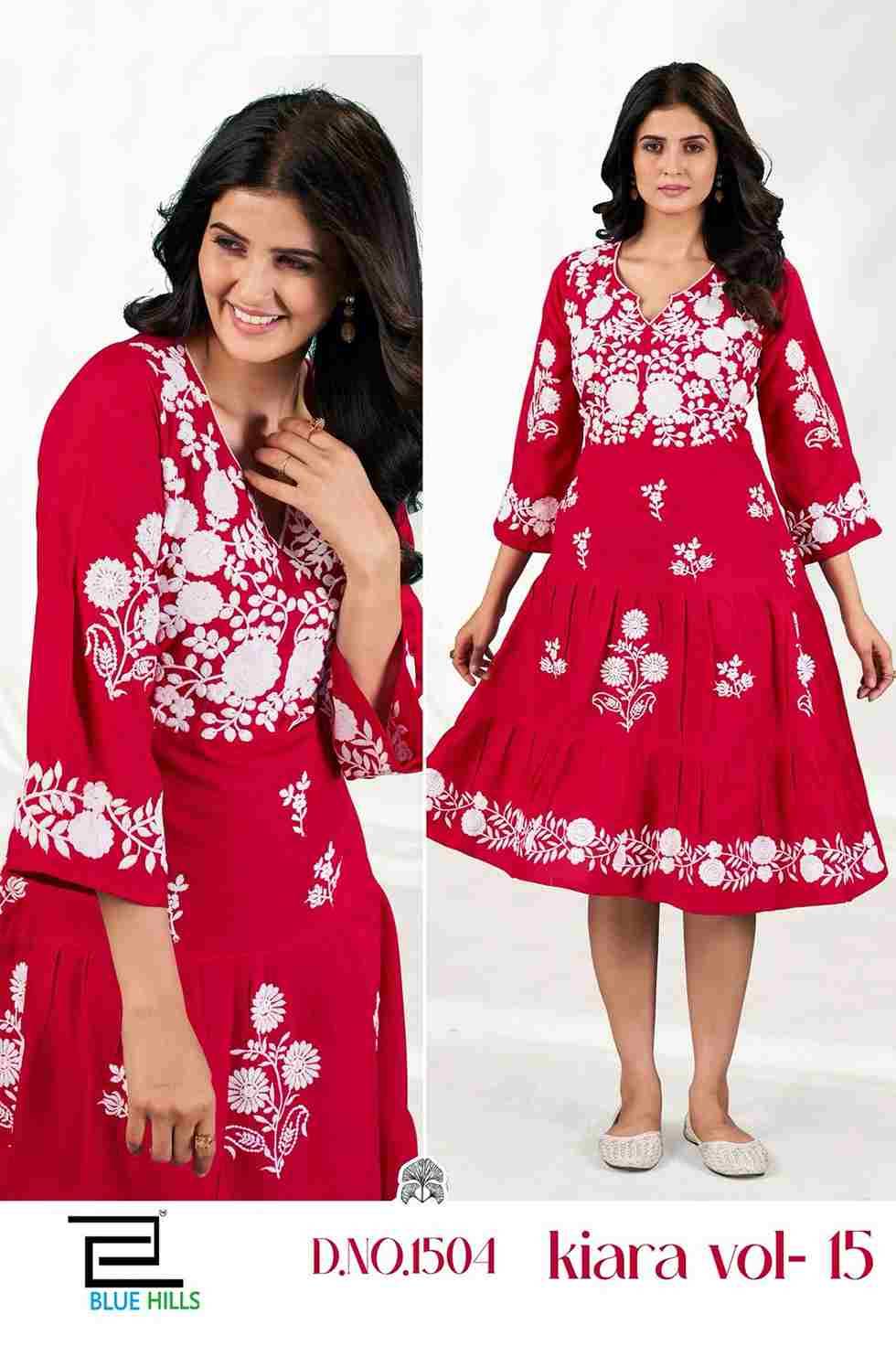 Kiara Vol-15 By Blue Hills 1501 To 1504 Series Designer Stylish Fancy Colorful Beautiful Party Wear & Ethnic Wear Collection Rayon With Work Kurtis At Wholesale Price