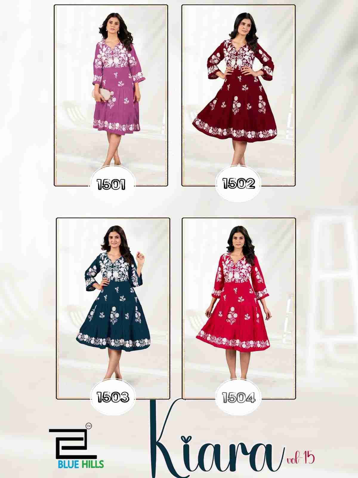 Kiara Vol-15 By Blue Hills 1501 To 1504 Series Designer Stylish Fancy Colorful Beautiful Party Wear & Ethnic Wear Collection Rayon With Work Kurtis At Wholesale Price