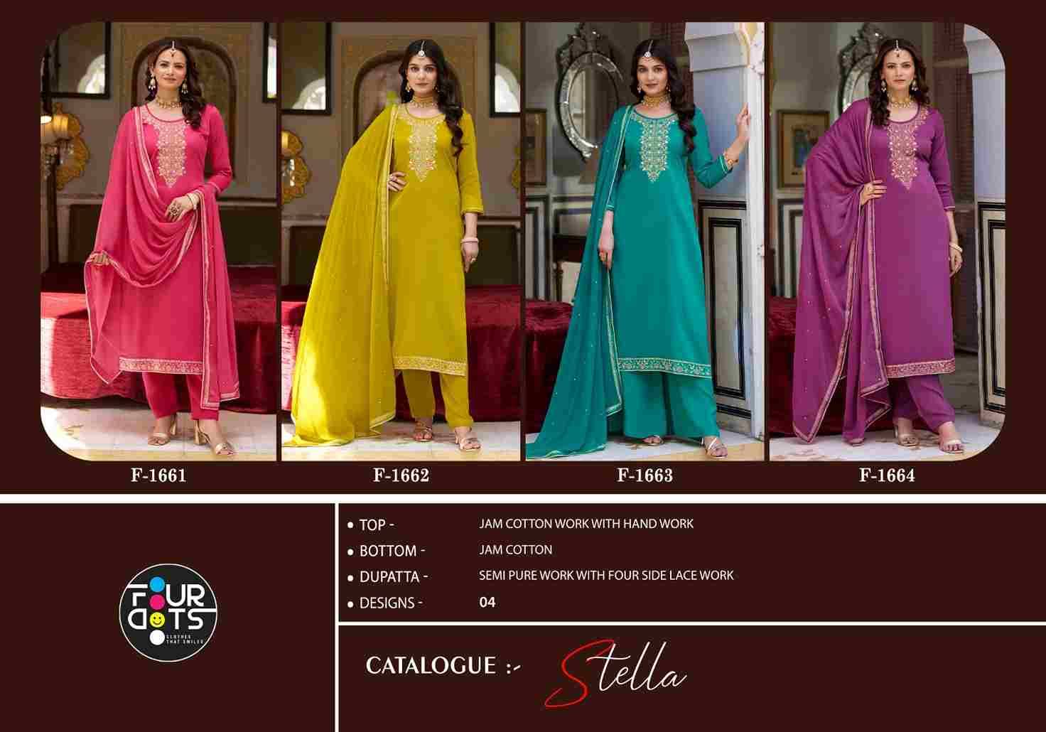 Stella By Four Dots 1661 To 1664 Series Beautiful Stylish Festive Suits Fancy Colorful Casual Wear & Ethnic Wear & Ready To Wear Pure Jam Cotton Dresses At Wholesale Price