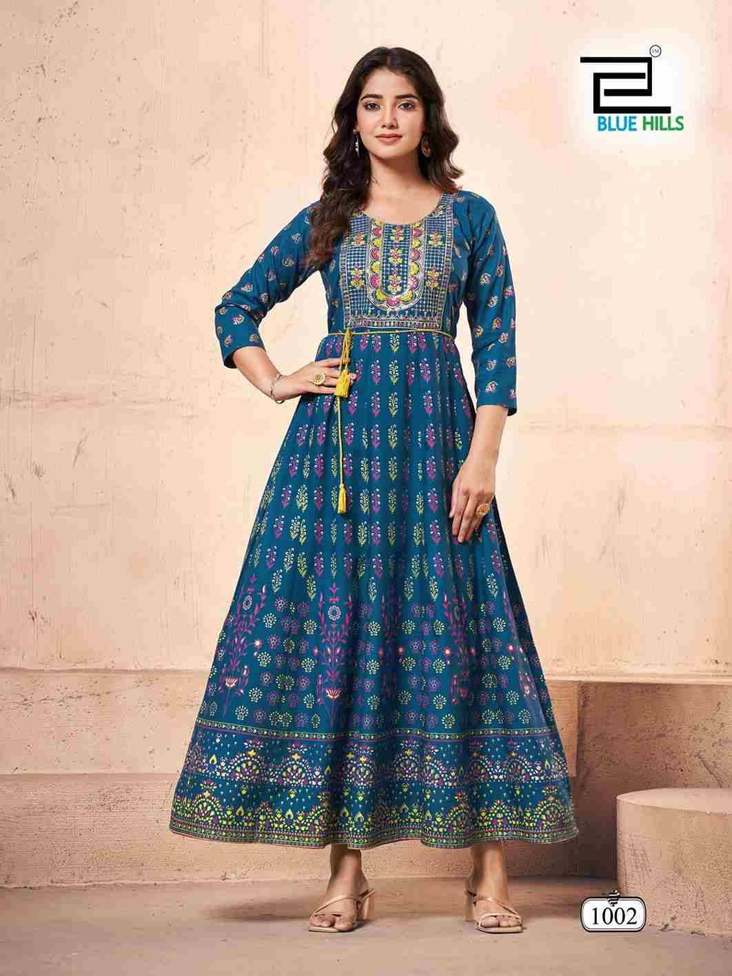 Festival Pro Max Nx By Blue Hills 1001 To 1004 Series Designer Stylish Fancy Colorful Beautiful Party Wear & Ethnic Wear Collection Rayon Foil Gown At Wholesale Price