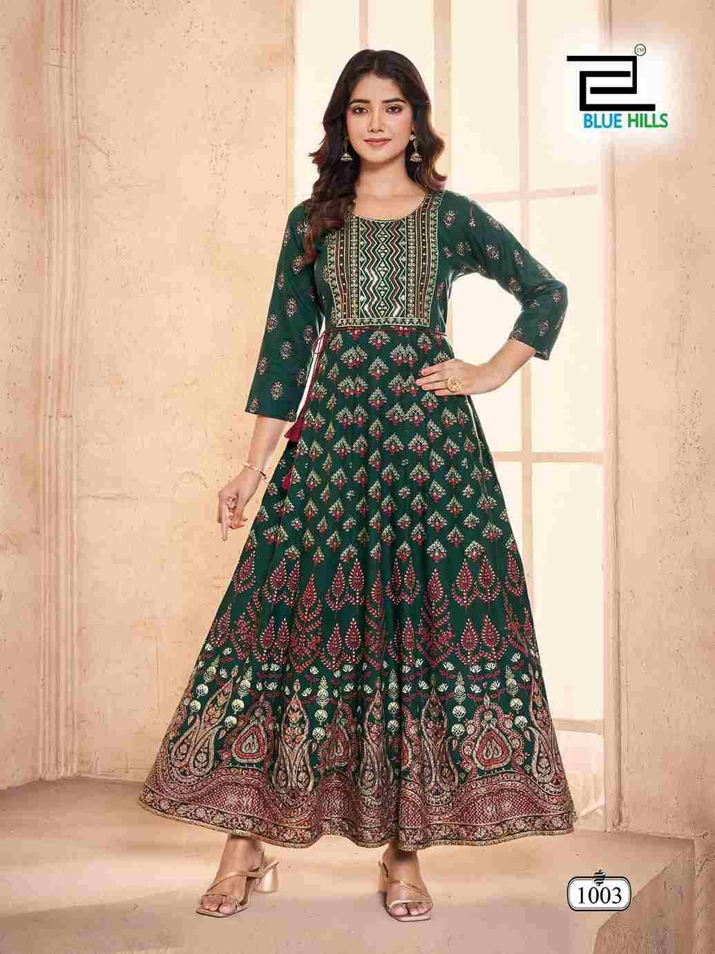 Festival Pro Max Nx By Blue Hills 1001 To 1004 Series Designer Stylish Fancy Colorful Beautiful Party Wear & Ethnic Wear Collection Rayon Foil Gown At Wholesale Price