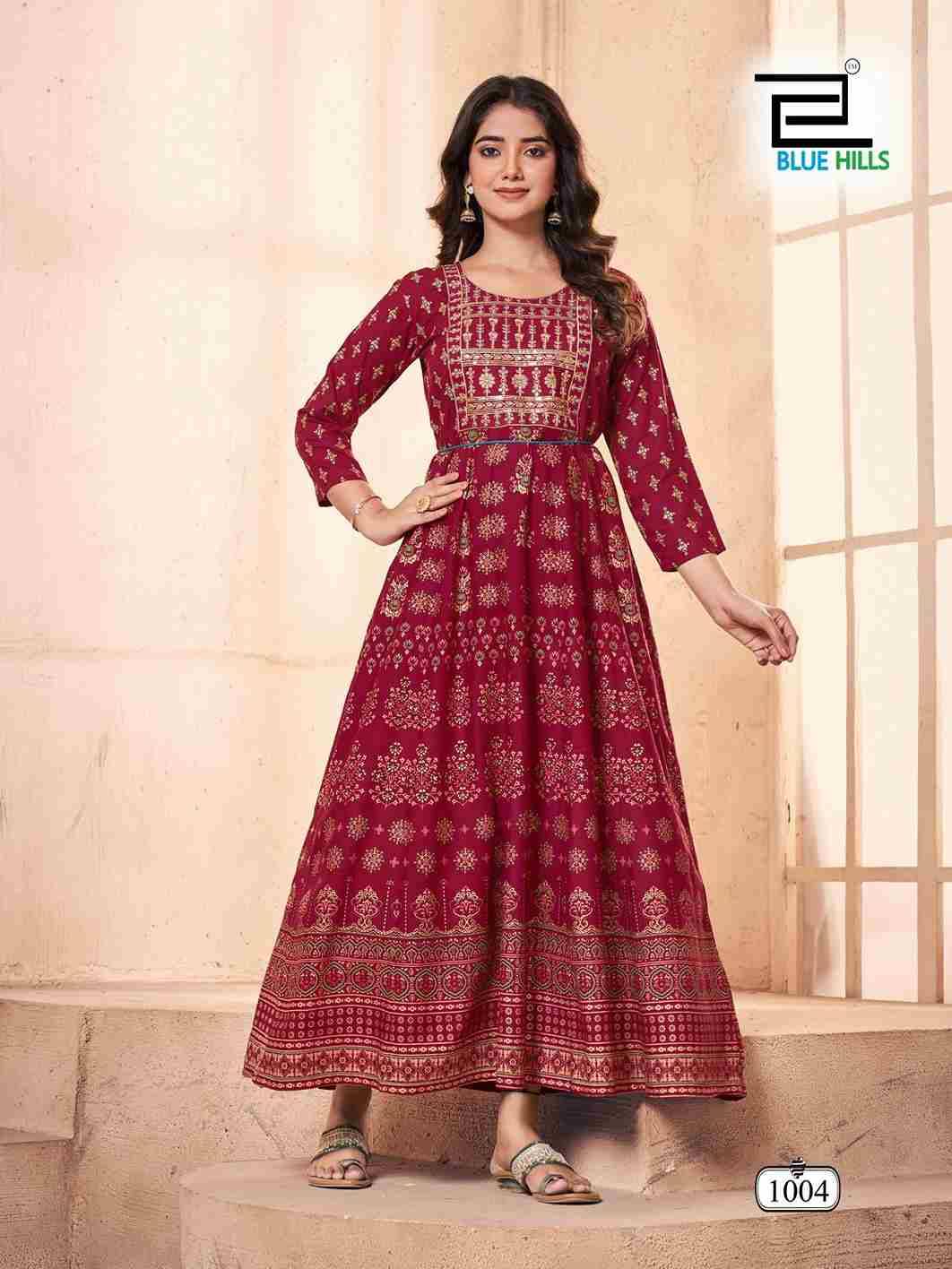 Festival Pro Max Nx By Blue Hills 1001 To 1004 Series Designer Stylish Fancy Colorful Beautiful Party Wear & Ethnic Wear Collection Rayon Foil Gown At Wholesale Price