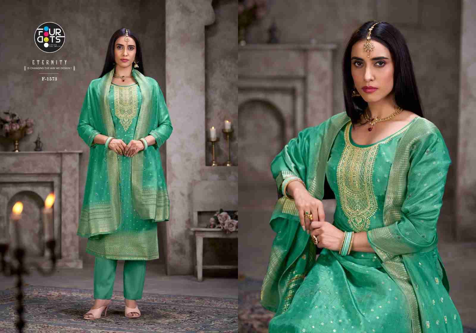 Moksha By Four Dots 1571 To 1574 Series Beautiful Stylish Festive Suits Fancy Colorful Casual Wear & Ethnic Wear & Ready To Wear Viscose Silk Jacquard Dresses At Wholesale Price