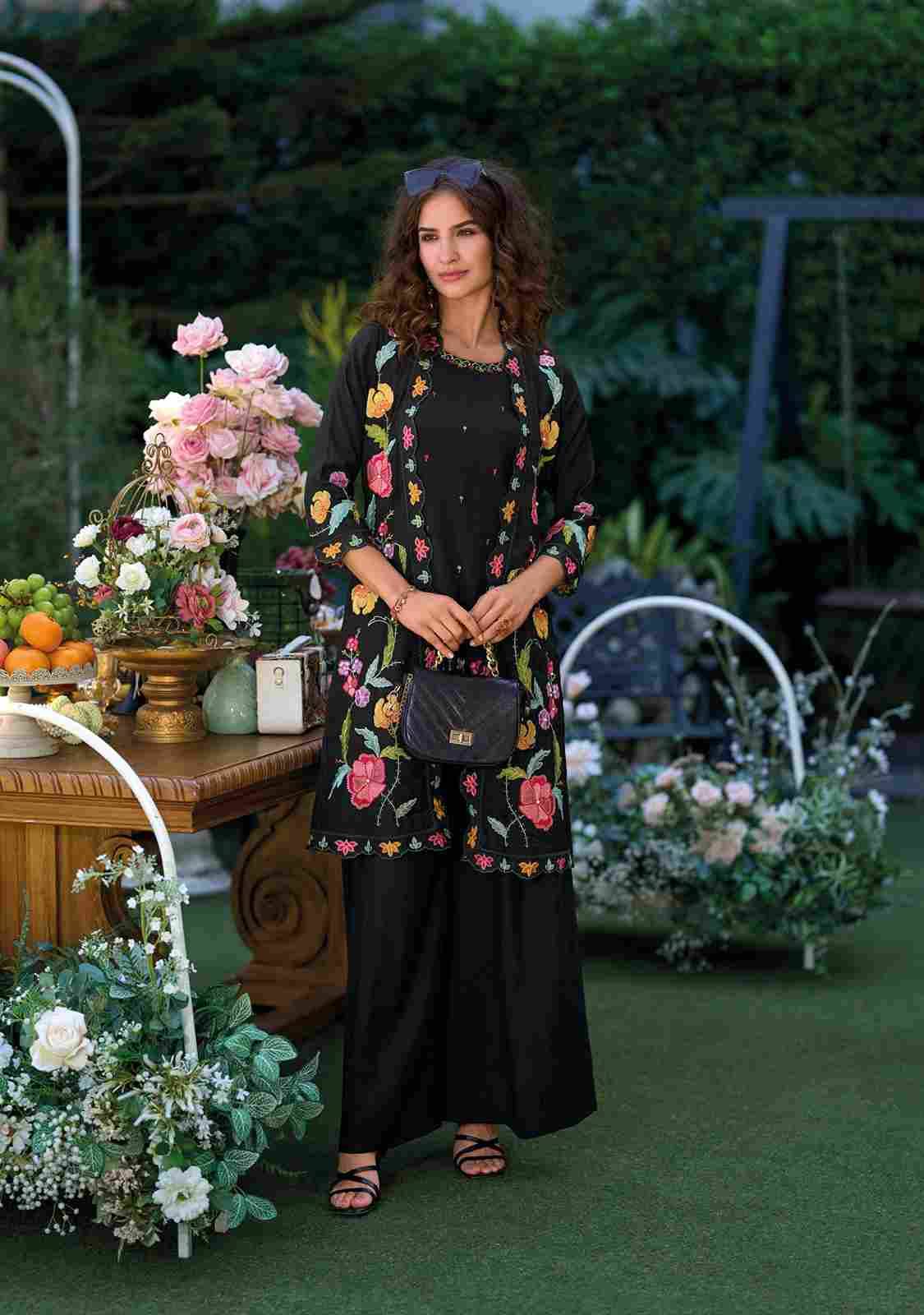 Bloom By Kailee 43101-A To 43101-D Series Designer Stylish Fancy Colorful Beautiful Party Wear & Ethnic Wear Collection Viscose Organza Kurtis With Bottom And Jacket At Wholesale Price