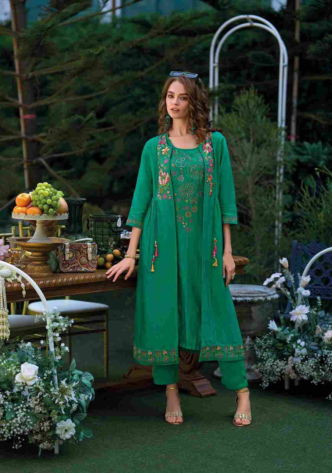 Bloom By Kailee 43101-A To 43101-D Series Designer Stylish Fancy Colorful Beautiful Party Wear & Ethnic Wear Collection Viscose Organza Kurtis With Bottom And Jacket At Wholesale Price