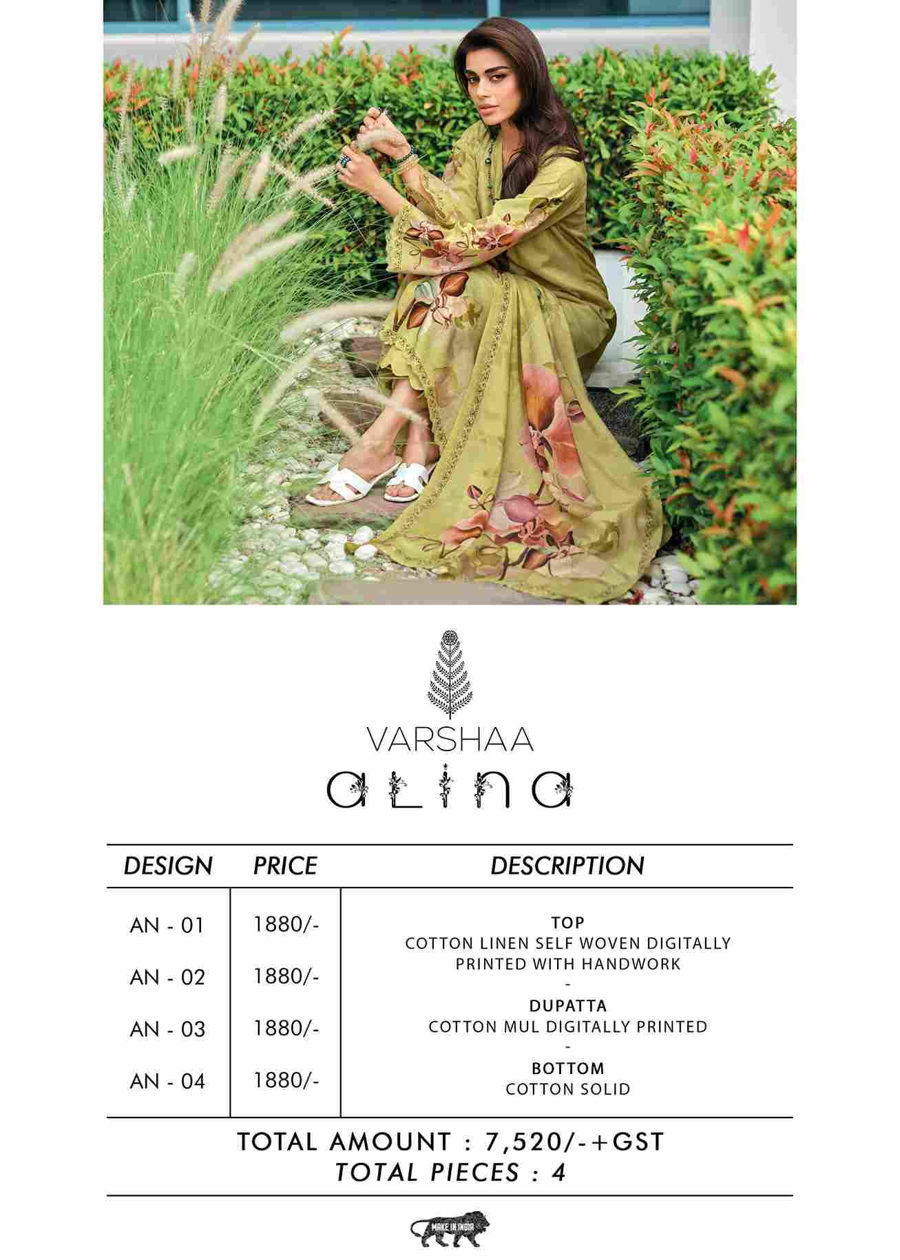 Alina By Varshaa 01 To 04 Series Beautiful Festive Suits Colorful Stylish Fancy Casual Wear & Ethnic Wear Linen Cotton Dresses At Wholesale Price