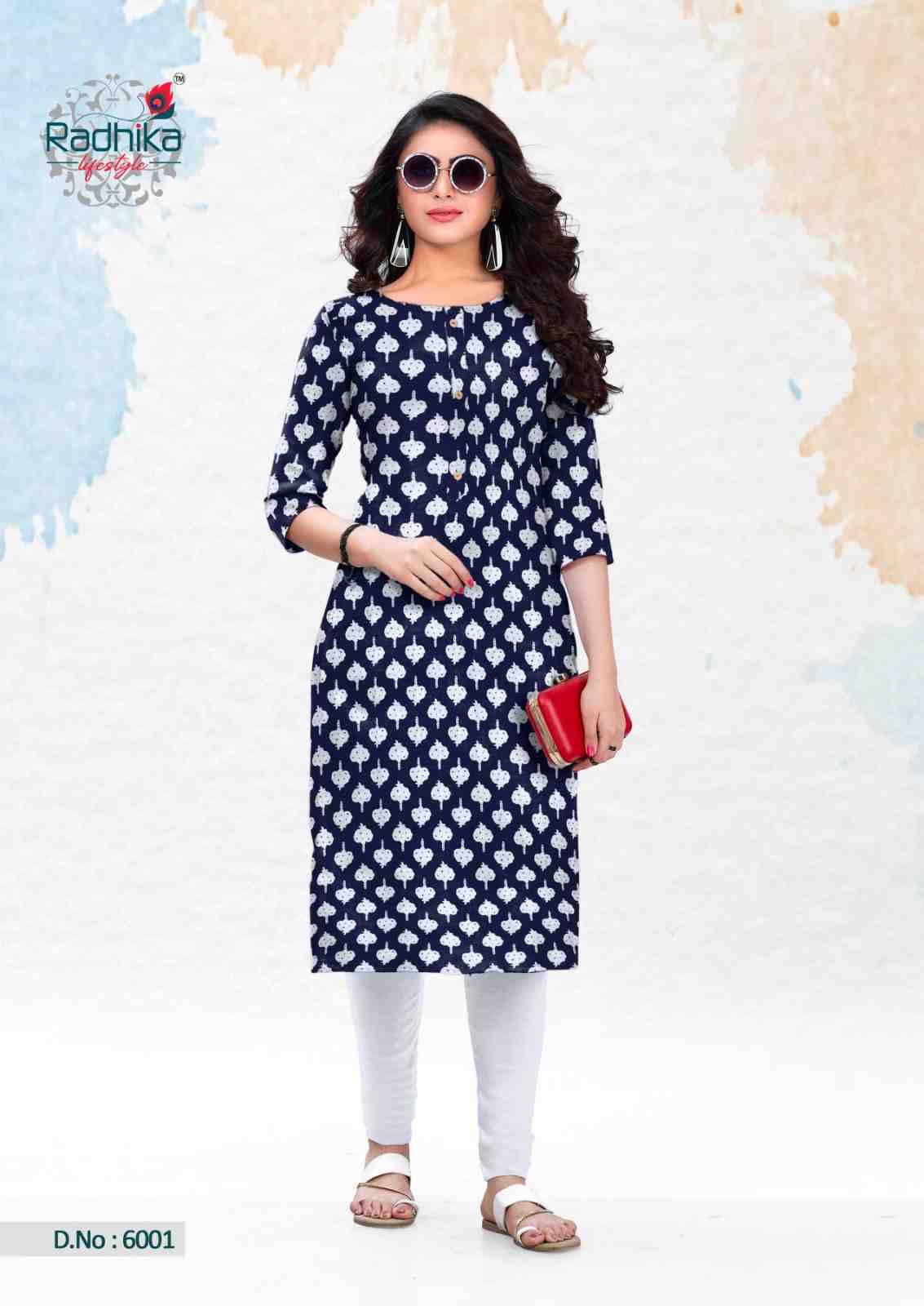 Traditional Vol-6 By Radhika Lifestyle 6001 To 6010 Series Designer Stylish Fancy Colorful Beautiful Party Wear & Ethnic Wear Collection Cotton Kurtis At Wholesale Price