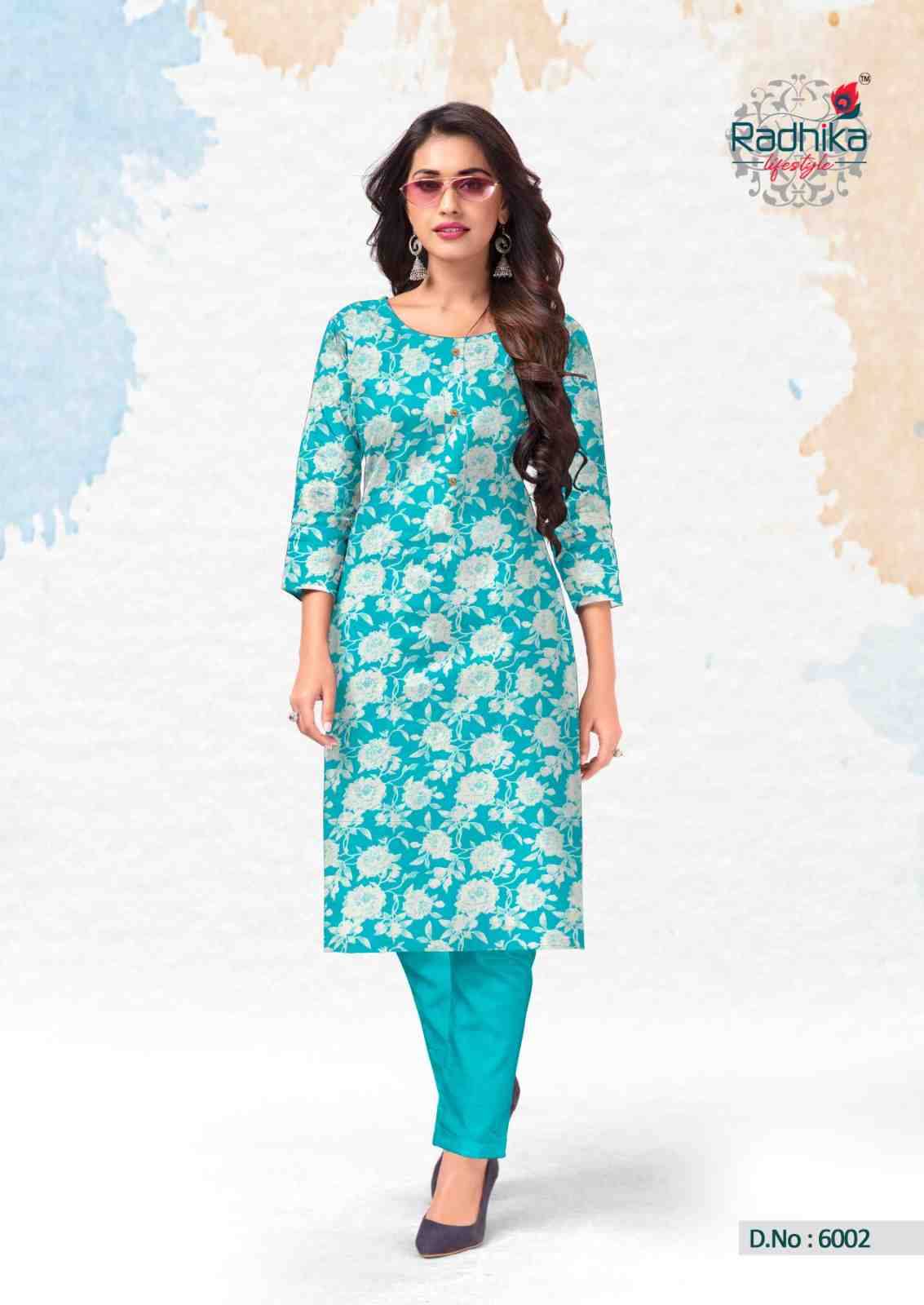 Traditional Vol-6 By Radhika Lifestyle 6001 To 6010 Series Designer Stylish Fancy Colorful Beautiful Party Wear & Ethnic Wear Collection Cotton Kurtis At Wholesale Price