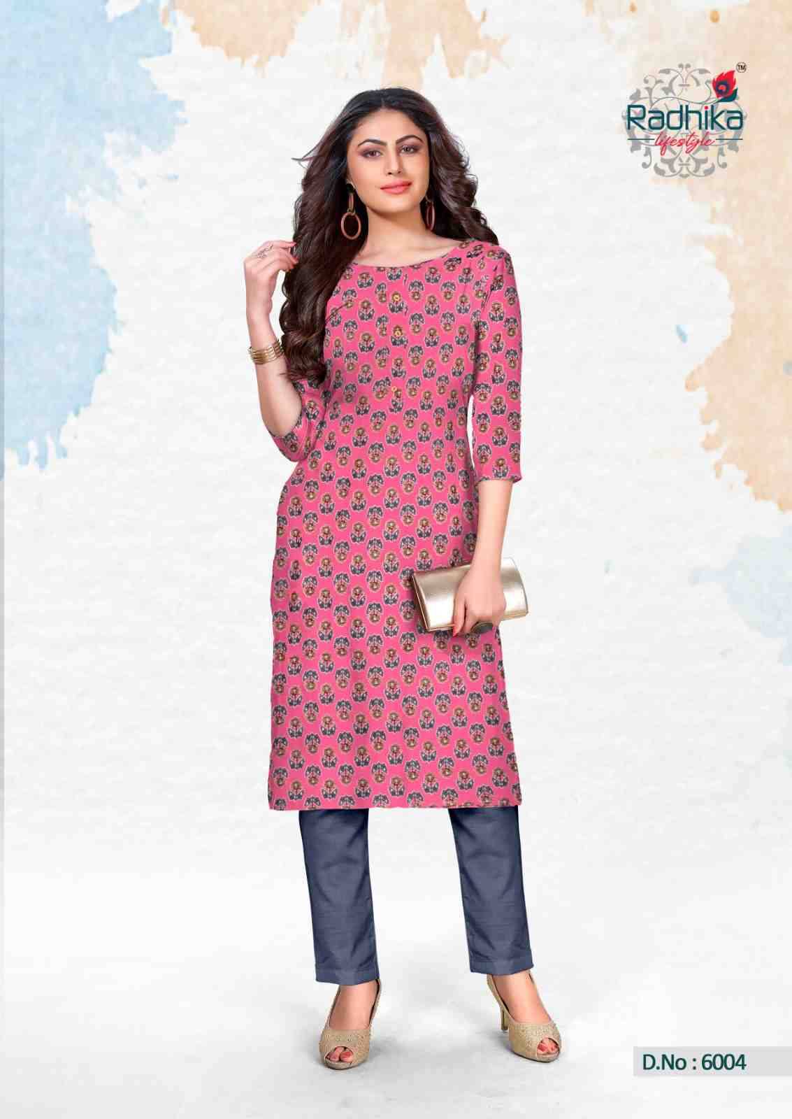Traditional Vol-6 By Radhika Lifestyle 6001 To 6010 Series Designer Stylish Fancy Colorful Beautiful Party Wear & Ethnic Wear Collection Cotton Kurtis At Wholesale Price