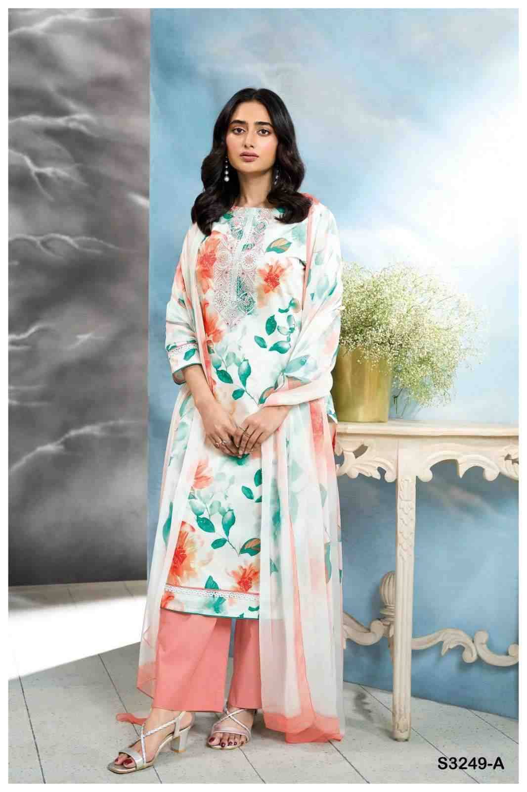 Eldana-3249 By Ganga Fashion 3249-A To 3249-C Series Beautiful Festive Suits Colorful Stylish Fancy Casual Wear & Ethnic Wear Premium Cotton Dresses At Wholesale Price