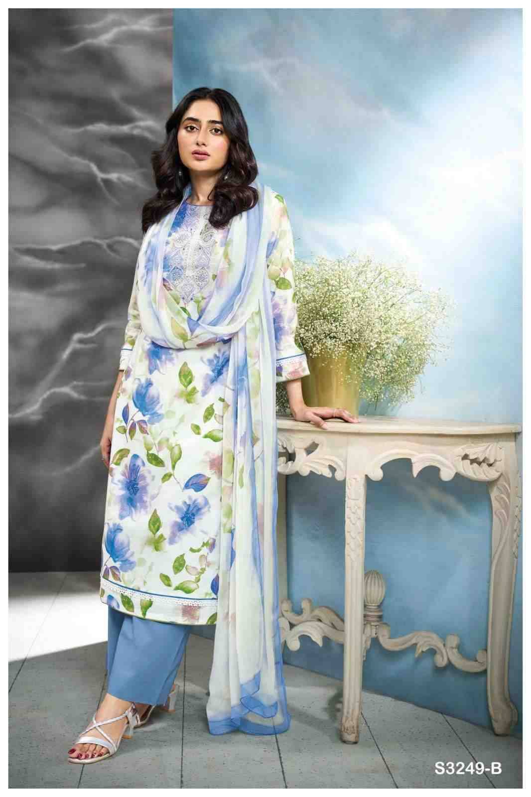 Eldana-3249 By Ganga Fashion 3249-A To 3249-C Series Beautiful Festive Suits Colorful Stylish Fancy Casual Wear & Ethnic Wear Premium Cotton Dresses At Wholesale Price