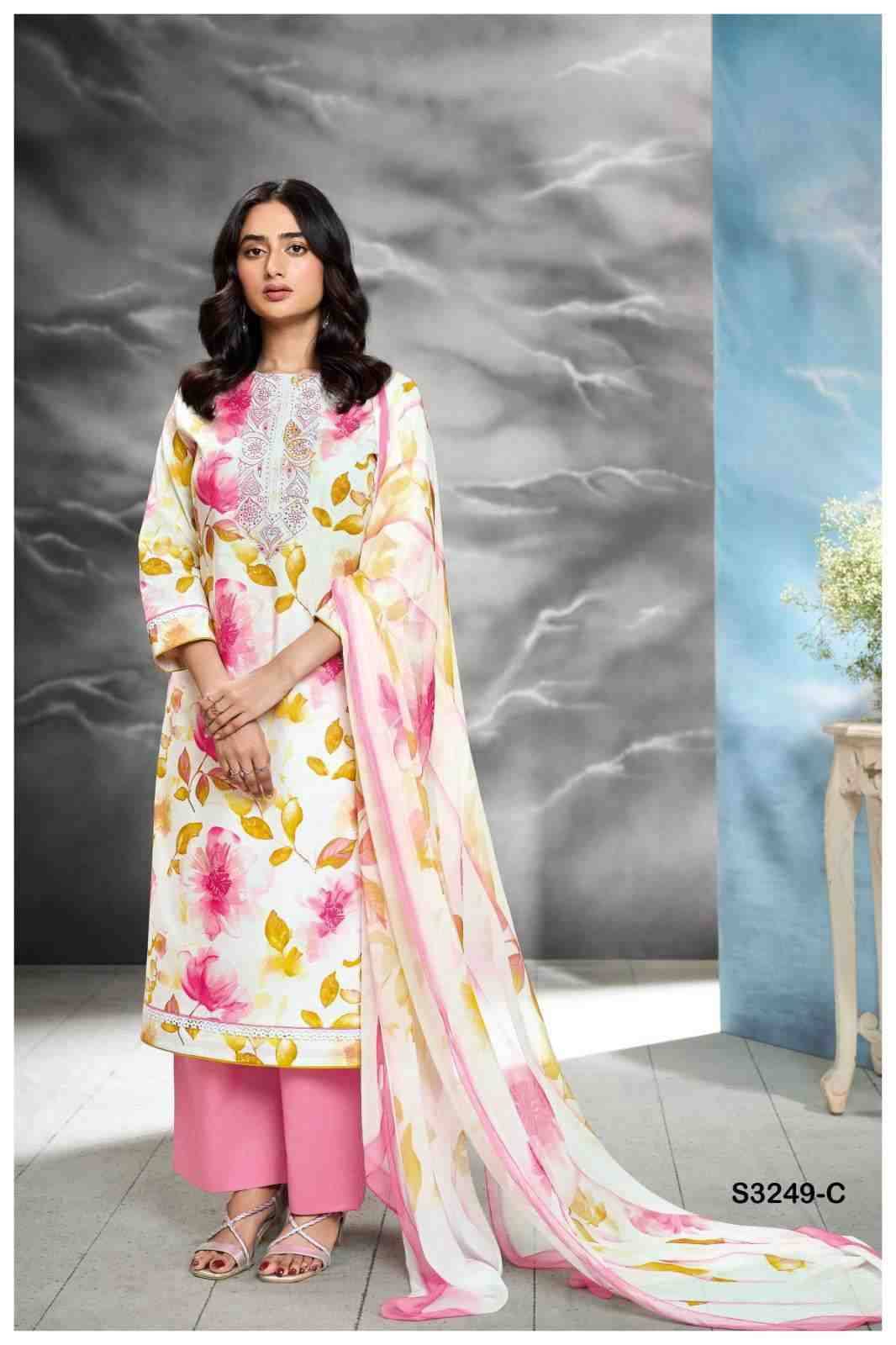 Eldana-3249 By Ganga Fashion 3249-A To 3249-C Series Beautiful Festive Suits Colorful Stylish Fancy Casual Wear & Ethnic Wear Premium Cotton Dresses At Wholesale Price