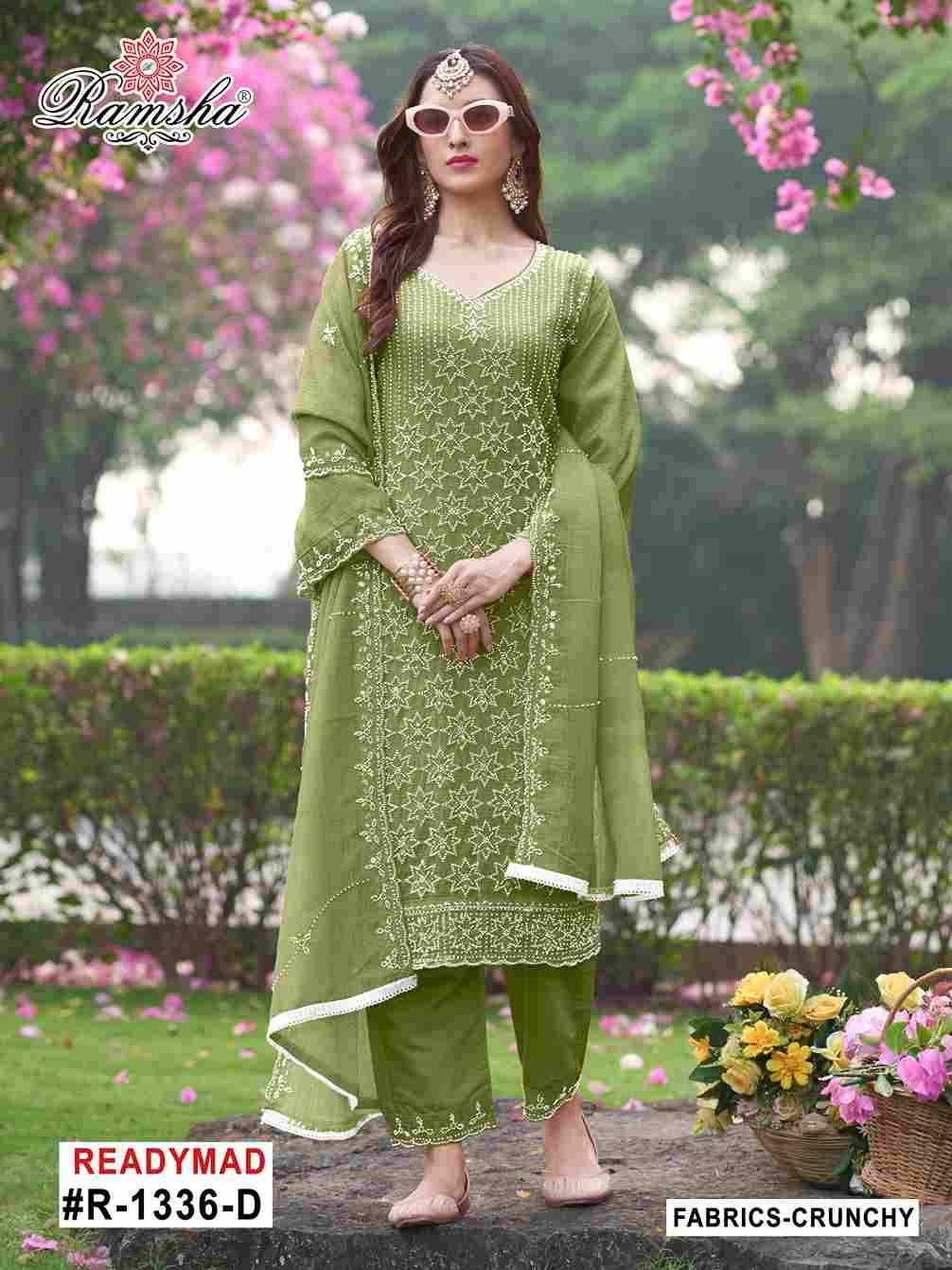 Ramsha 1336 Colours By Ramsha 1336-A To 1336-D Series Beautiful Pakistani Suits Colorful Stylish Fancy Casual Wear & Ethnic Wear Cruchy Dresses At Wholesale Price