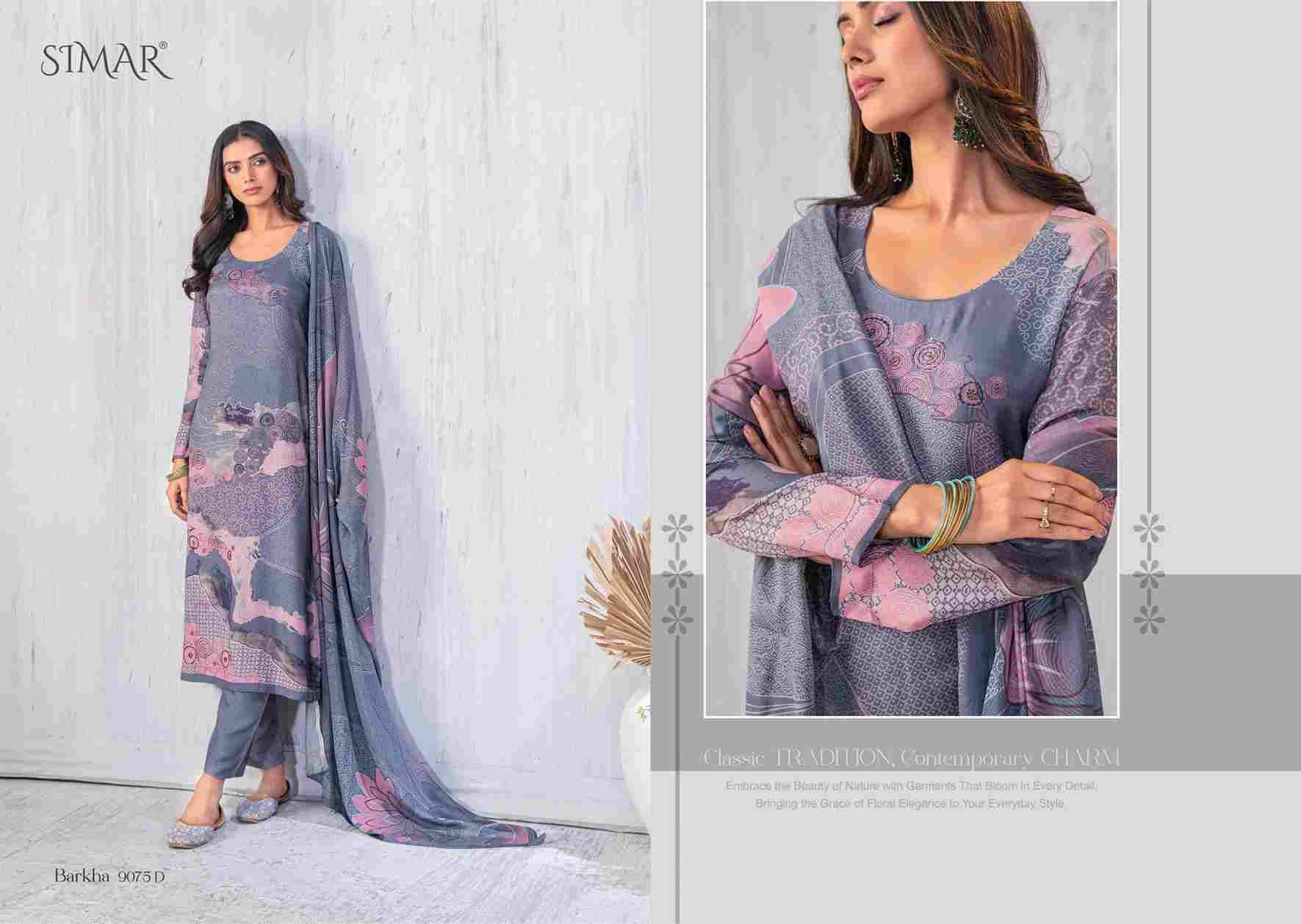 Barkha By Simar 9075-A To 9075-D Series Designer Festive Suits Beautiful Stylish Fancy Colorful Party Wear & Occasional Wear Pure Lawn Cotton Print Dresses At Wholesale Price