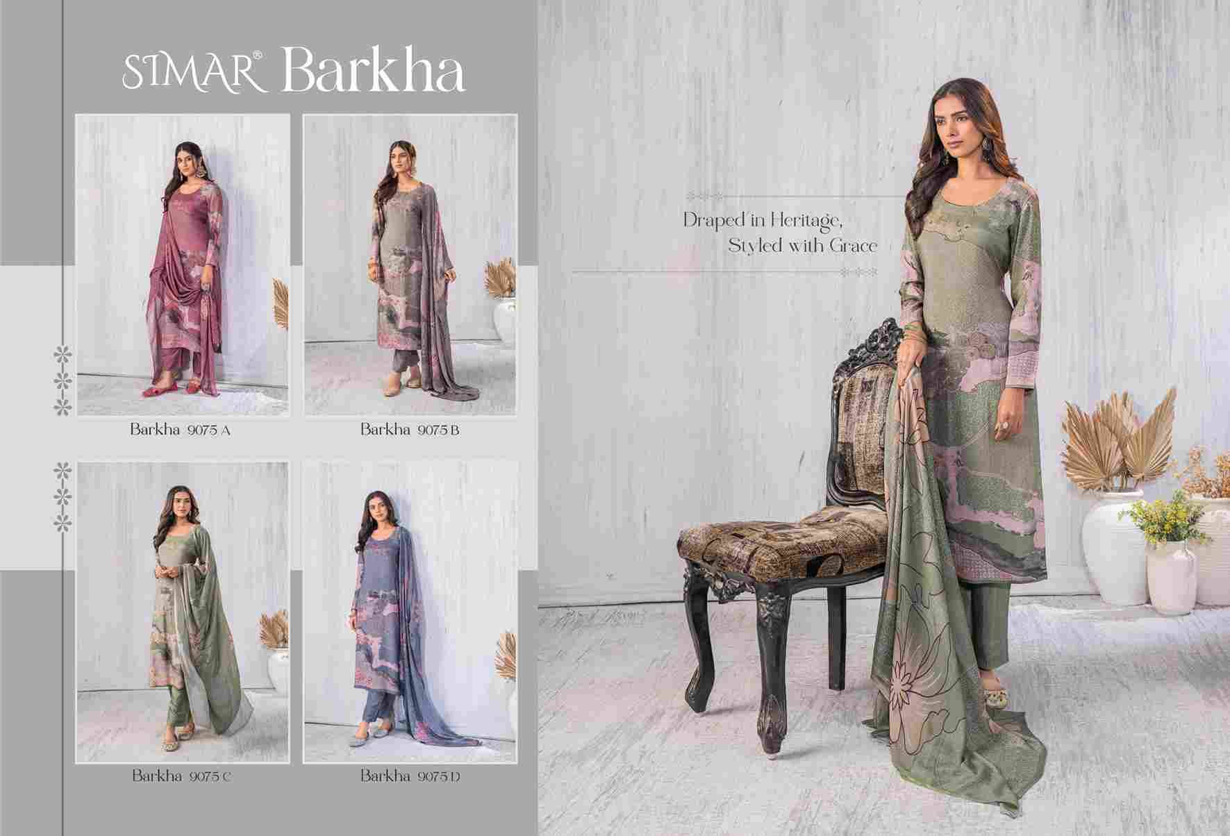 Barkha By Simar 9075-A To 9075-D Series Designer Festive Suits Beautiful Stylish Fancy Colorful Party Wear & Occasional Wear Pure Lawn Cotton Print Dresses At Wholesale Price