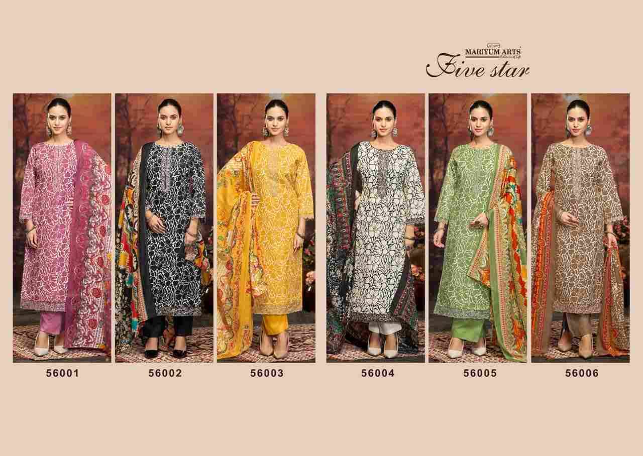 Five Star By Mariyum Arts 56001 To 56006 Series Beautiful Festive Suits Stylish Fancy Colorful Casual Wear & Ethnic Wear Soft Cotton Print Dresses At Wholesale Price