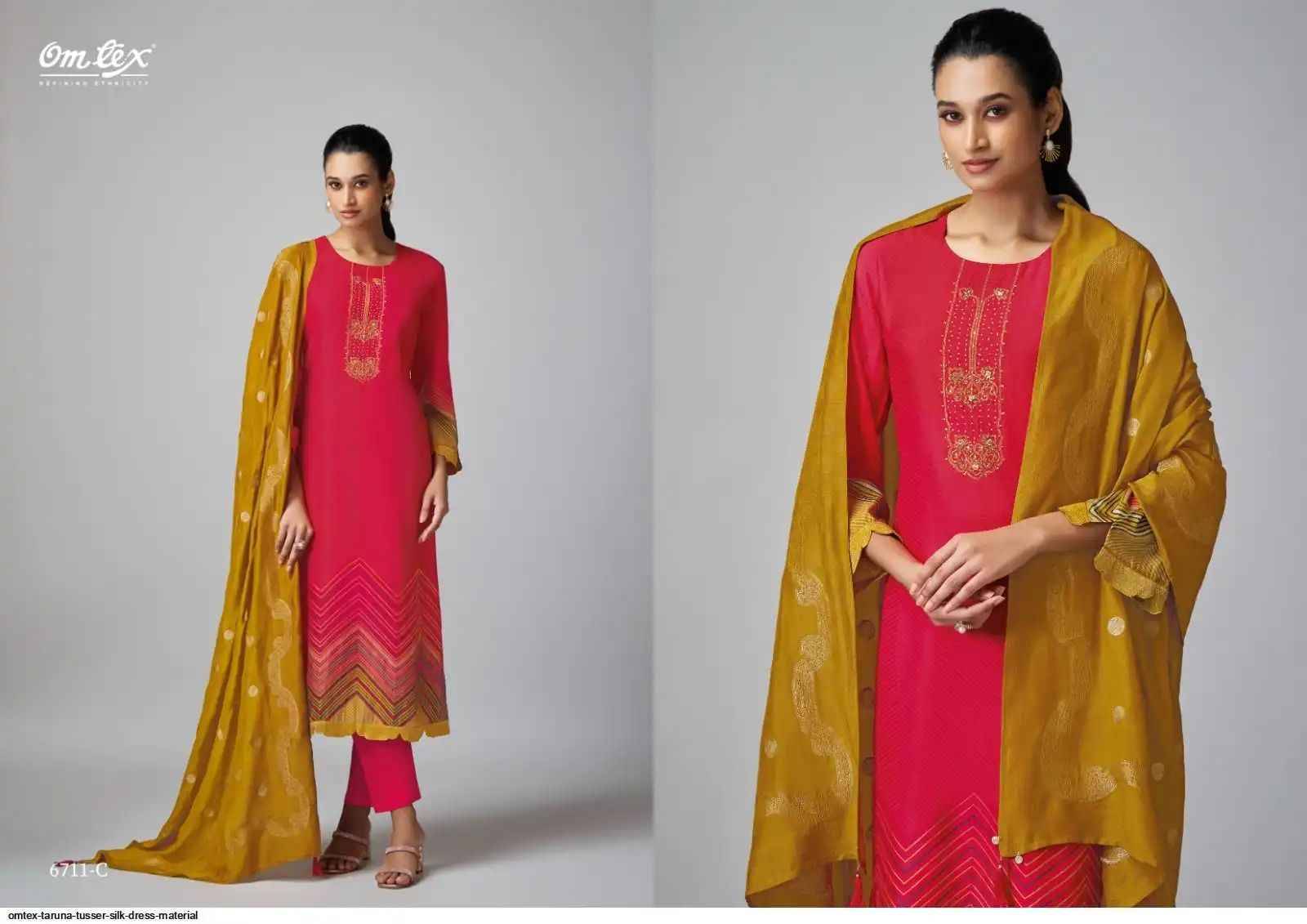 Taruna By Om Tex 6711-A To 6711-D Series Beautiful Suits Stylish Fancy Colorful Party Wear & Ethnic Wear Tussar Silk Dresses At Wholesale Price