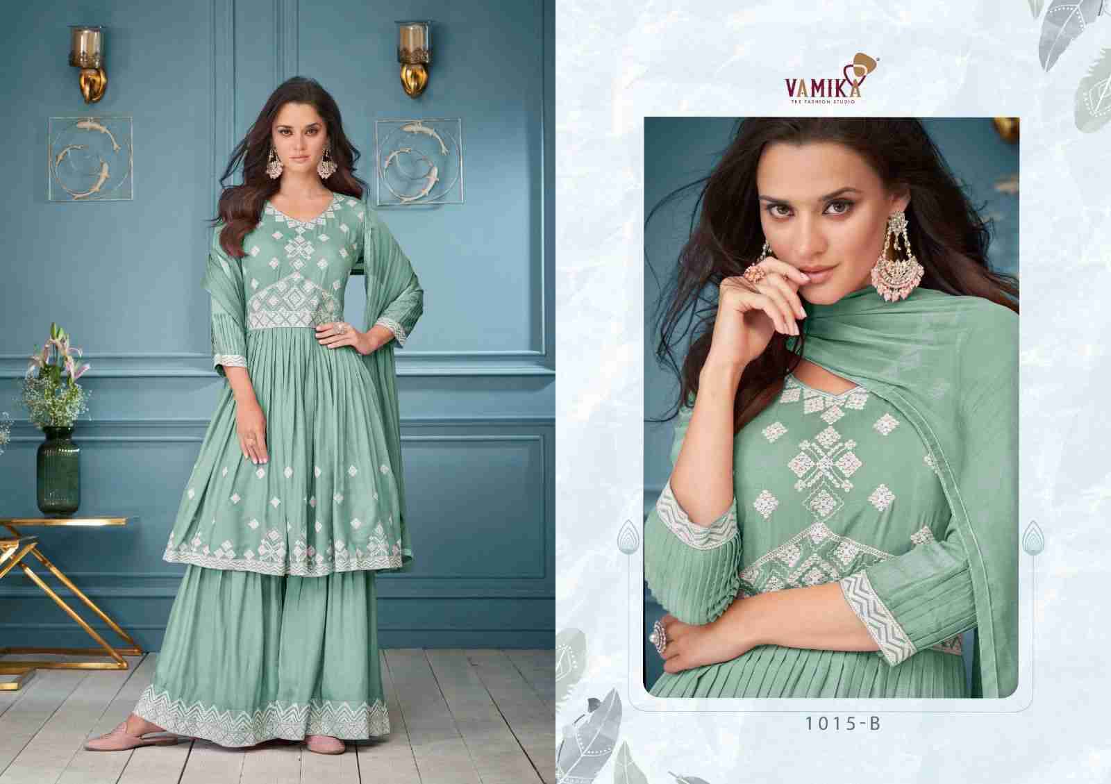 Lakhnavi Vol-3 Super Hit By Vamika 1015-A To 1015-E Series Beautiful Stylish Sharara Suits Fancy Colorful Casual Wear & Ethnic Wear & Ready To Wear Pure Viscose Rayon Printed Dresses At Wholesale Price