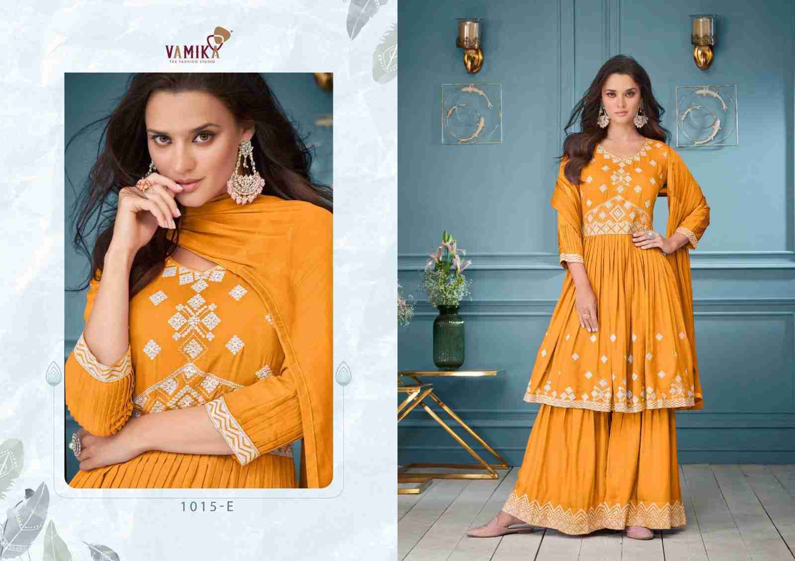 Lakhnavi Vol-3 Super Hit By Vamika 1015-A To 1015-E Series Beautiful Stylish Sharara Suits Fancy Colorful Casual Wear & Ethnic Wear & Ready To Wear Pure Viscose Rayon Printed Dresses At Wholesale Price
