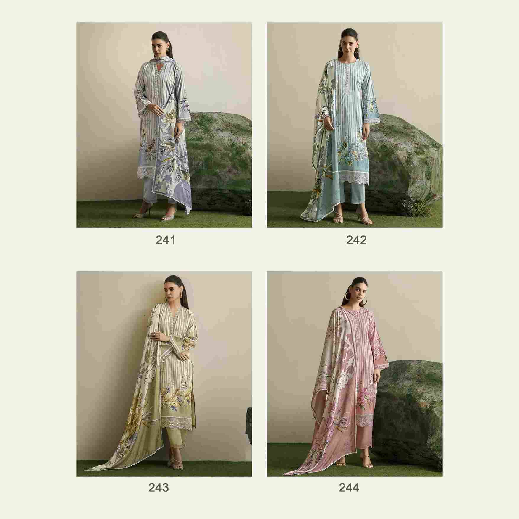 Flora By Sohni 241 To 244 Series Beautiful Suits Colorful Stylish Fancy Casual Wear & Ethnic Wear Pure Lawn Embroidery Dresses At Wholesale Price