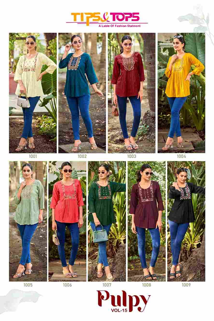 Pulpy Vol-15 By Tips And Tops 1001 To 1009 Series Designer Stylish Fancy Colorful Beautiful Party Wear & Ethnic Wear Collection Rayon Slub Tops At Wholesale Price