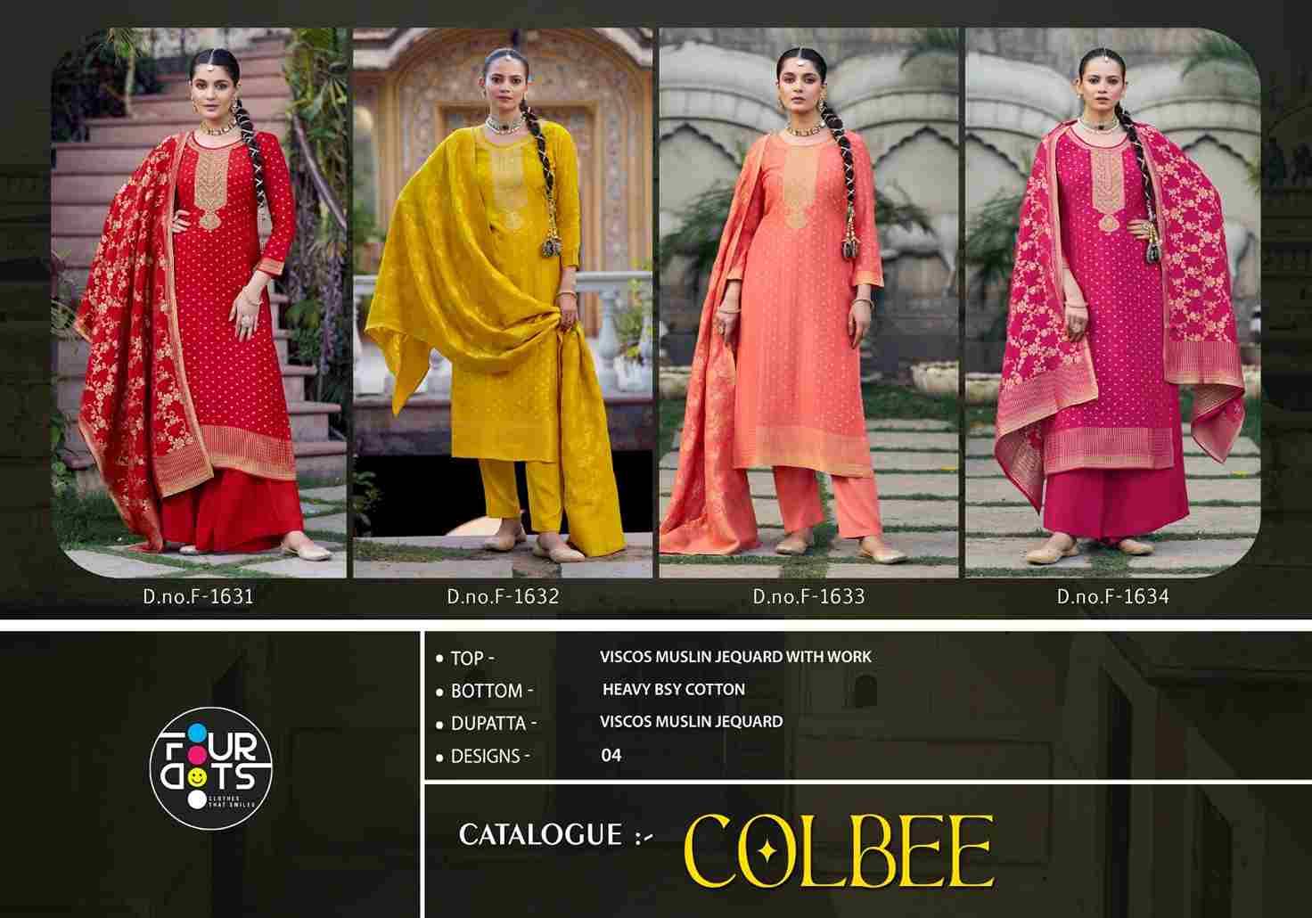 Colbee By Four Dots 1631 To 1634 Series Beautiful Stylish Festive Suits Fancy Colorful Casual Wear & Ethnic Wear & Ready To Wear Muslin Jacquard Dresses At Wholesale Price