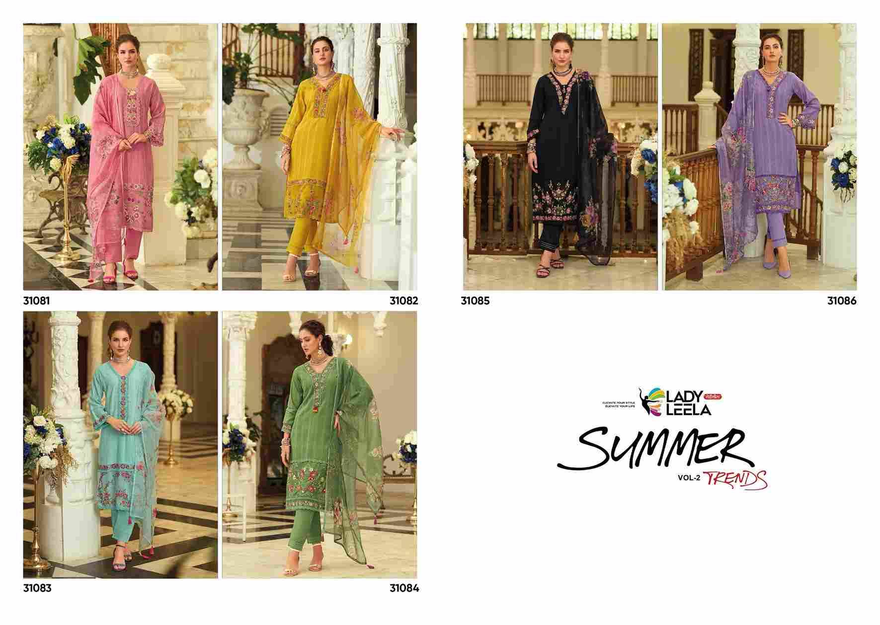 Summer Trends Vol-2 By Lady Leela 31081 To 31086 Series Beautiful Festive Suits Colorful Stylish Fancy Casual Wear & Ethnic Wear Pure Cotton With Work Dresses At Wholesale Price