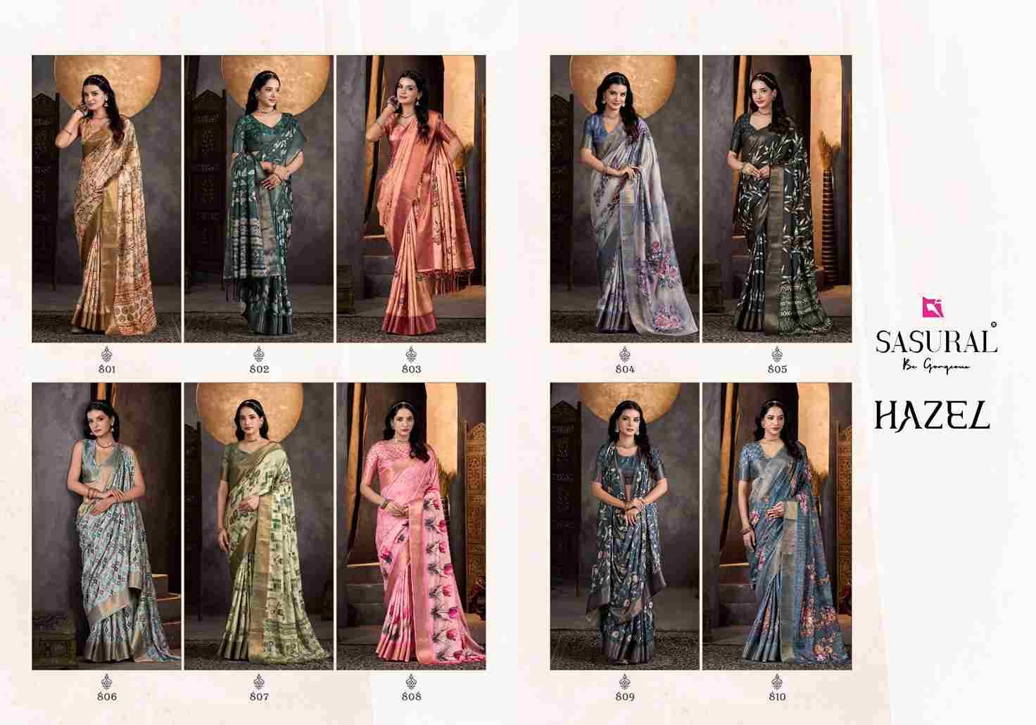 Hazel By Sasural 801 To 810 Series Indian Traditional Wear Collection Beautiful Stylish Fancy Colorful Party Wear & Occasional Wear Assam Silk Sarees At Wholesale Price