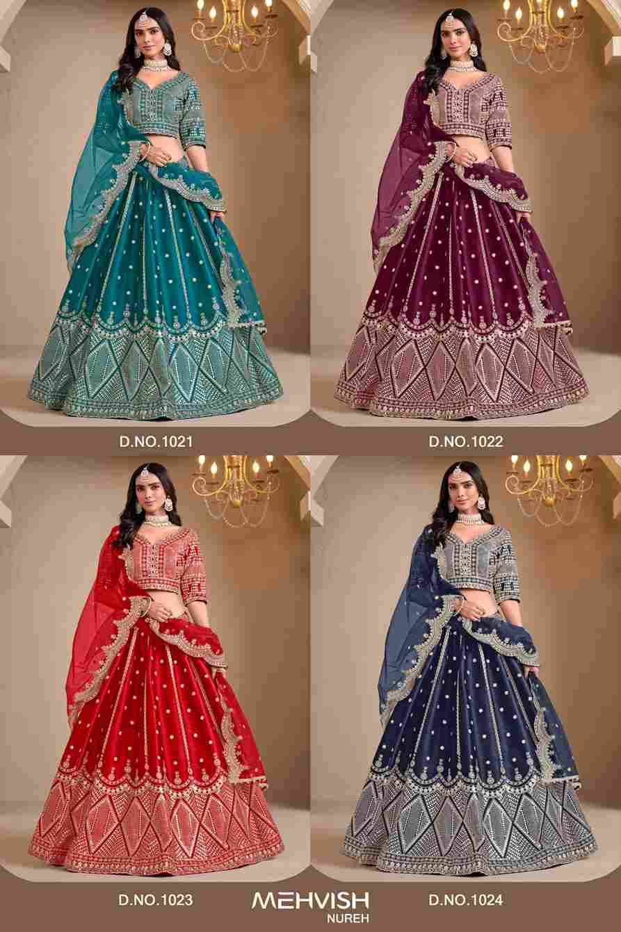 Nureh By Mehvish 1021 To 1024 Series Designer Beautiful Collection Occasional Wear & Party Wear Art Silk Lehengas At Wholesale Price
