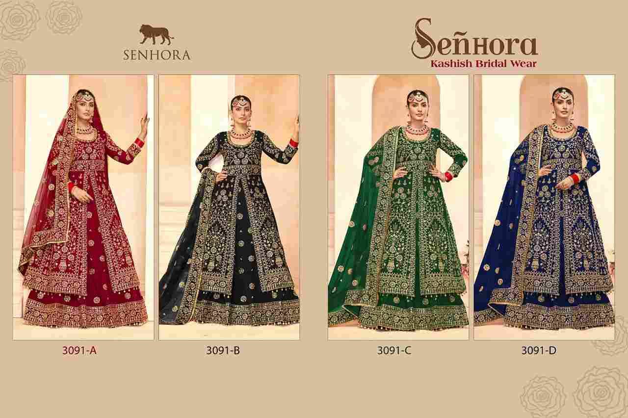 Kashish Bridal By Senhora Dresses 3091-A To 3091-D Series Designer Beautiful Collection Occasional Wear & Party Wear Velvet Lehengas At Wholesale Price