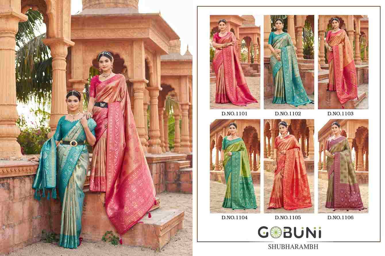 Shubharambh By Gobuni 1101 To 1106 Series Indian Traditional Wear Collection Beautiful Stylish Fancy Colorful Party Wear & Occasional Wear Banarasi Silk Sarees At Wholesale Price