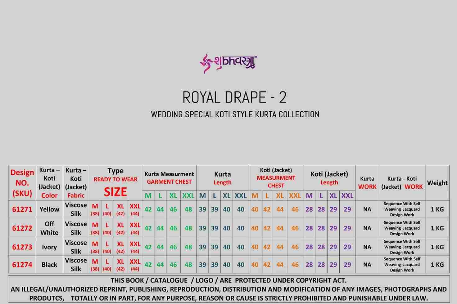 Royal Drape Vol-2 By Shubhvastra 61271 To 61274 Series Beautiful Colorful Stylish Fancy Casual Wear & Ethnic Wear & Ready To Wear Viscose Silk Kurtas At Wholesale Price