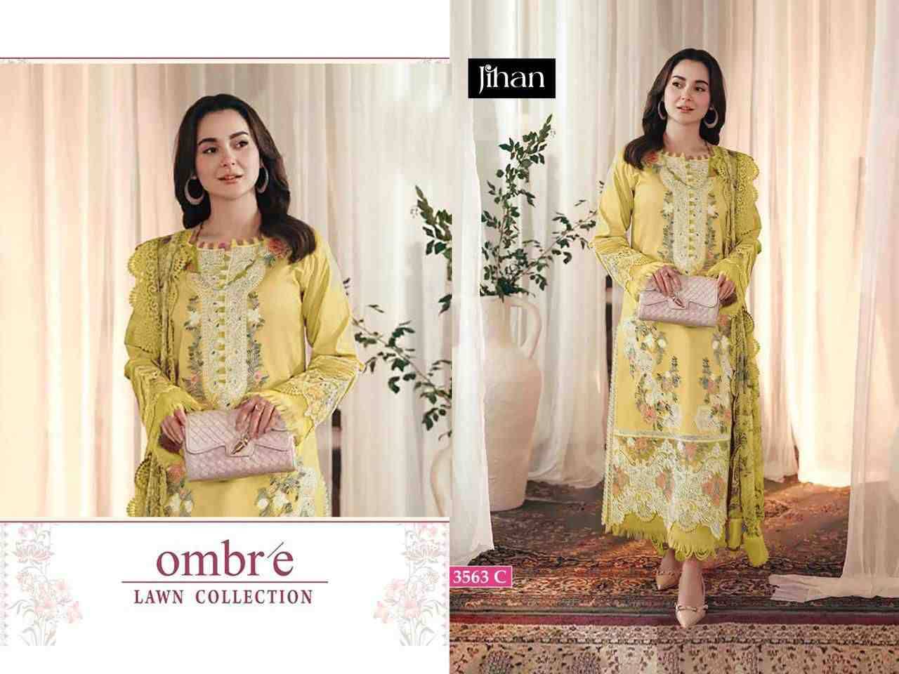 Ombre 3563 Colours By Jihan 3563-A To 3563-C Series Designer Pakistani Suits Beautiful Fancy Stylish Colorful Party Wear & Occasional Wear Cotton Dresses At Wholesale Price