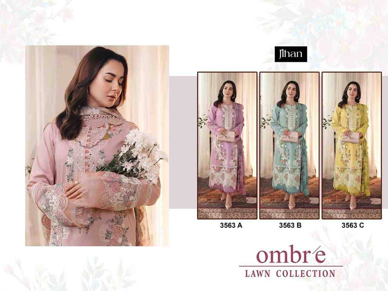 Ombre 3563 Colours By Jihan 3563-A To 3563-C Series Designer Pakistani Suits Beautiful Fancy Stylish Colorful Party Wear & Occasional Wear Cotton Dresses At Wholesale Price